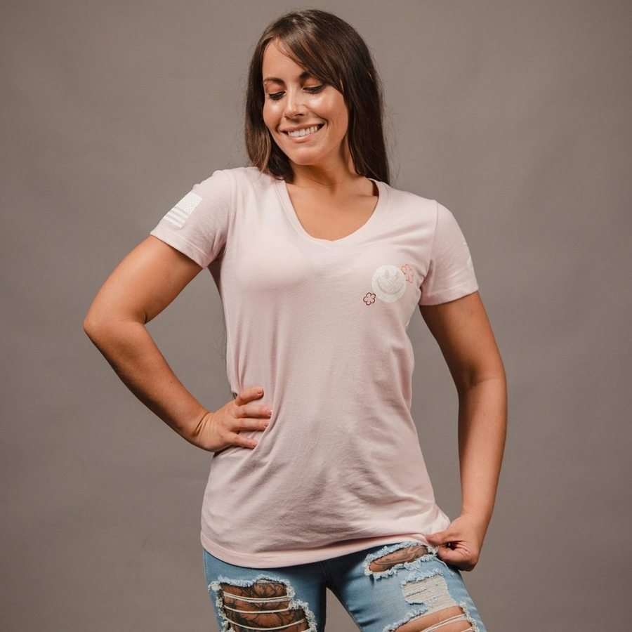 Women's Be Nice V-Neck T-Shirt in Light Pink - Soft & Comfortable Casual Top for Everyday Wear