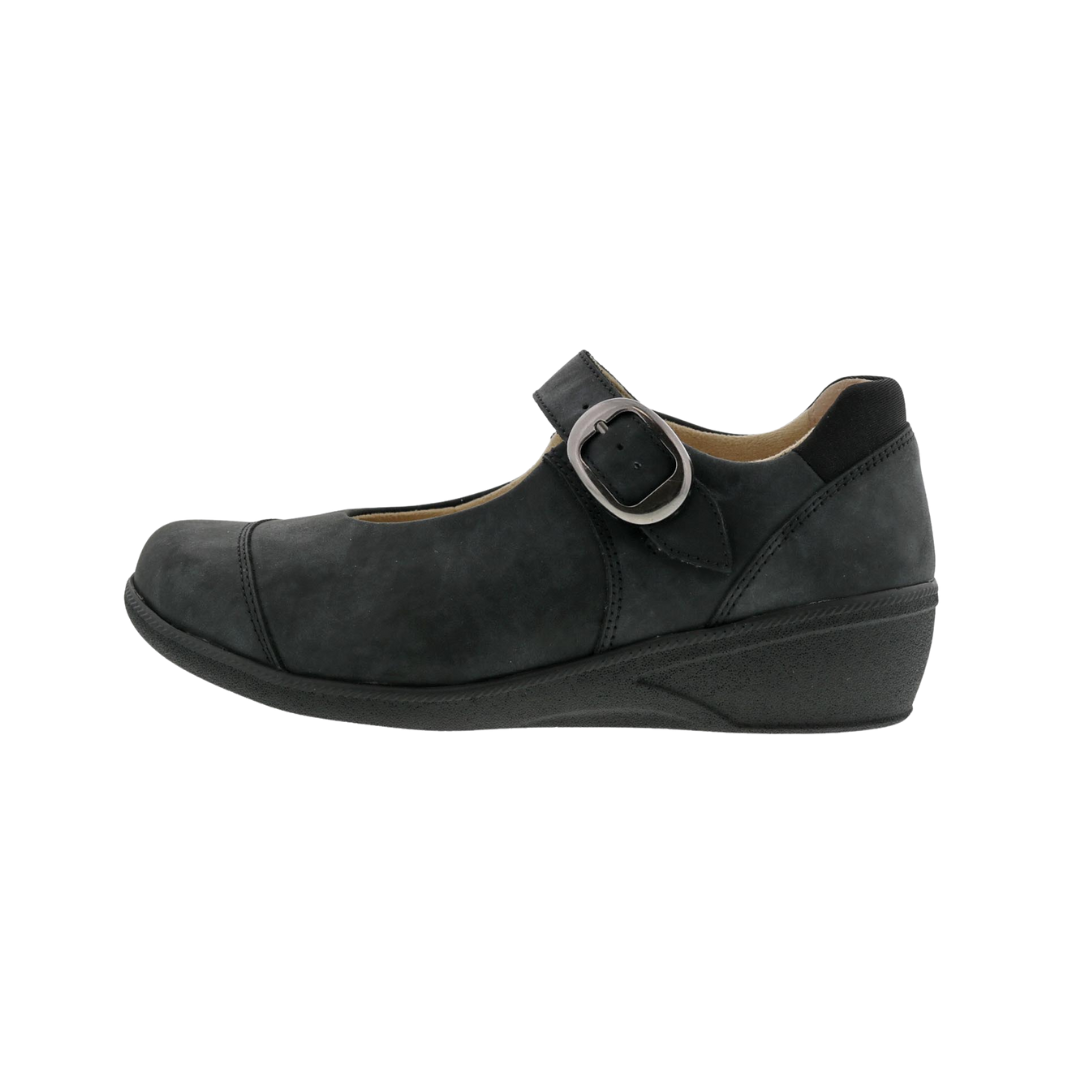 Jillian Women's Wide Width Black Leather Shoes - Comfortable & Stylish for Work, Casual Wear & Outdoor Activities