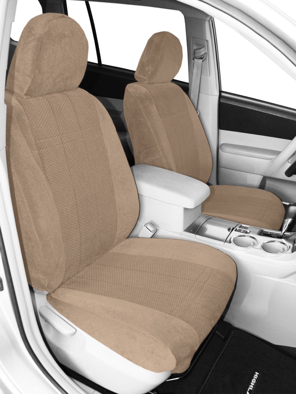 CalTrend Custom Fit Car Seat Covers for 2015-2019 Subaru Outback & Legacy - Sandstone O.E. Velour Bucket Seat Protectors | Front Seat Covers with Easy Installation | Perfect for Road Trips, Daily Commute & Pet Protection (1 Set)