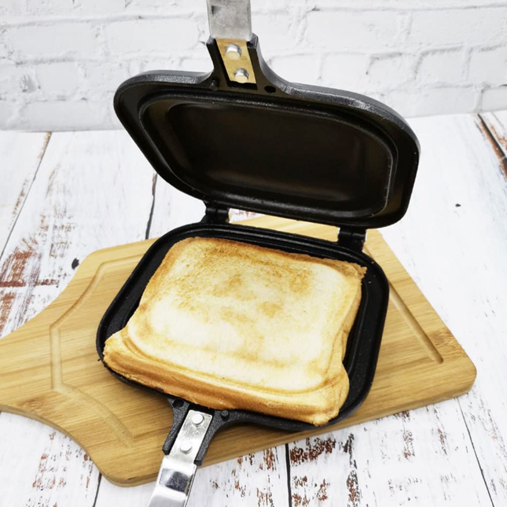 Non-Stick Double-Sided Sandwich Maker & Egg Cooker - Aluminum Griddle Pan for Camping, Kitchen & Breakfast - Perfect for Grilled Cheese, Paninis, Eggs & Veal Steaks at Home or Outdoor Cooking
