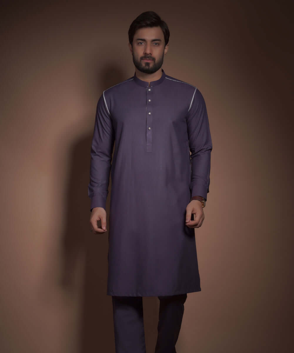 Deep Aubergine/Purple Textured Premium Kurta for Women - Elegant Indian Embroidered Tunic Top for Casual Wear & Festive Occasions