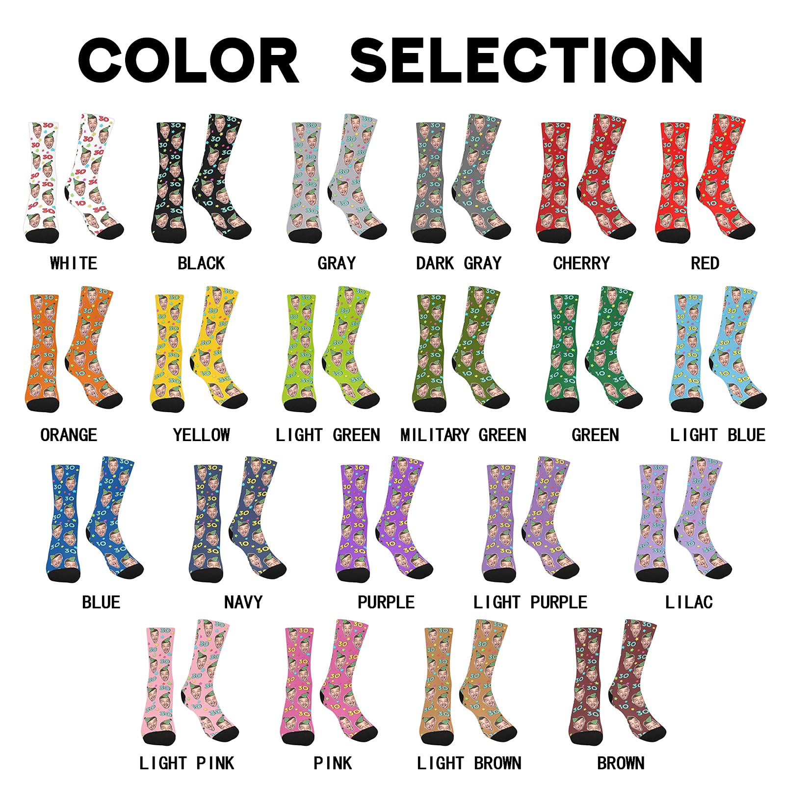 Custom Photo Face Crew Socks - Personalized Birthday Gift Socks for Men & Women | Funny Unisex Socks with Printed Photos | Great for Birthdays, Anniversaries & Unique Gifts