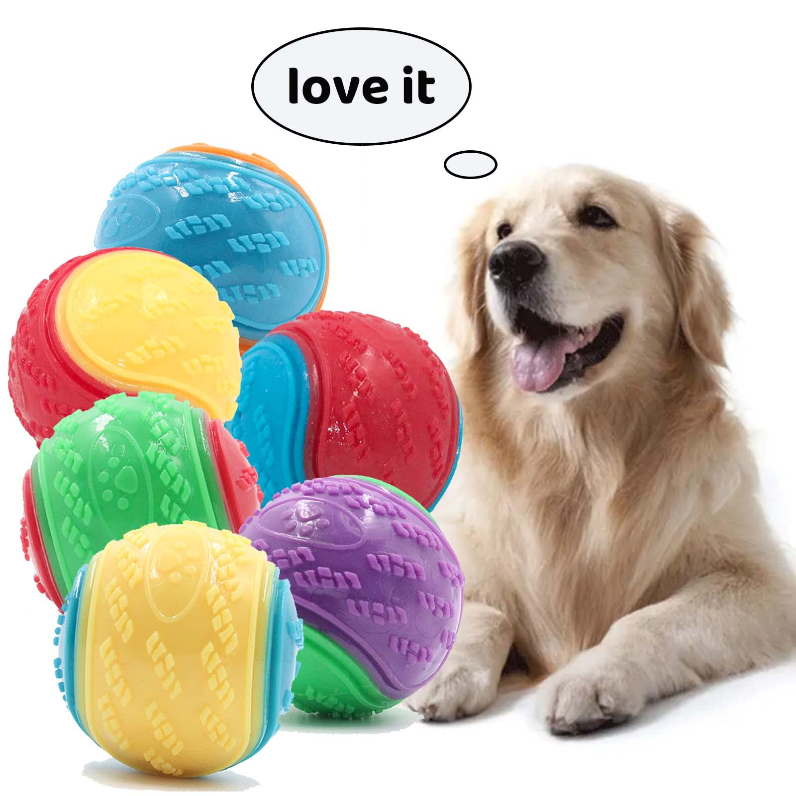 6Pcs Squeaky Dog Ball Toys - Teeth Cleaning & Chew Toys for Puppies, Interactive Pet Training Balls for Dogs - Perfect for Playtime, Training & Dental Health