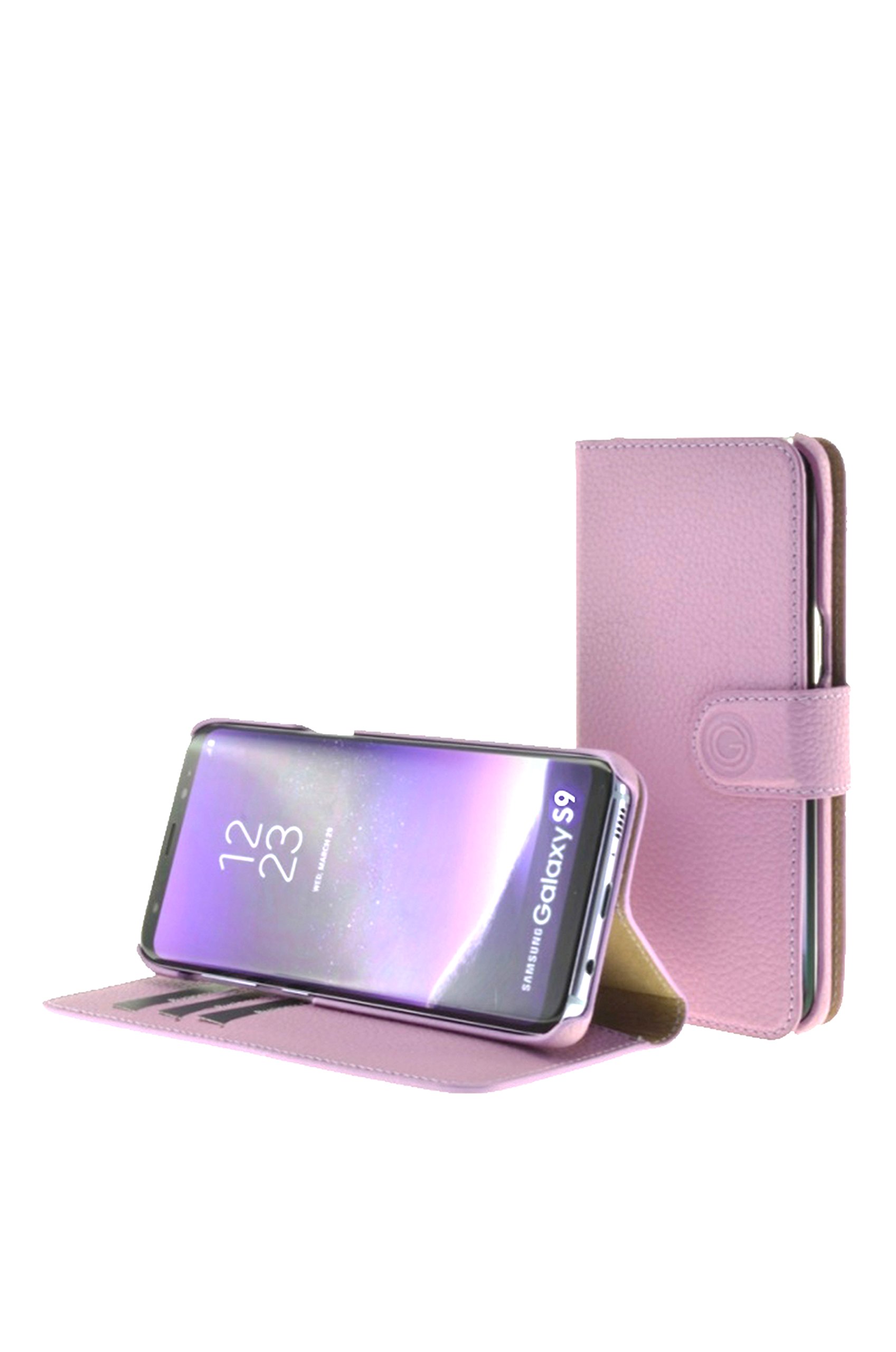 Premium Genuine Leather Wallet Case for Samsung Galaxy S9 - Slim RFID Blocking Card Holder & Phone Cover with Kickstand (Lavender) | Perfect for Business, Travel & Everyday Use