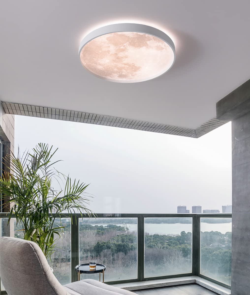 Dimmable LED Kids Ceiling Light - Creative Starry Sky Round Lamp for Children's Bedroom, Nursery, Playroom & Living Room | Energy Saving Night Light for Kids Room Decor & Relaxing Atmosphere (White)