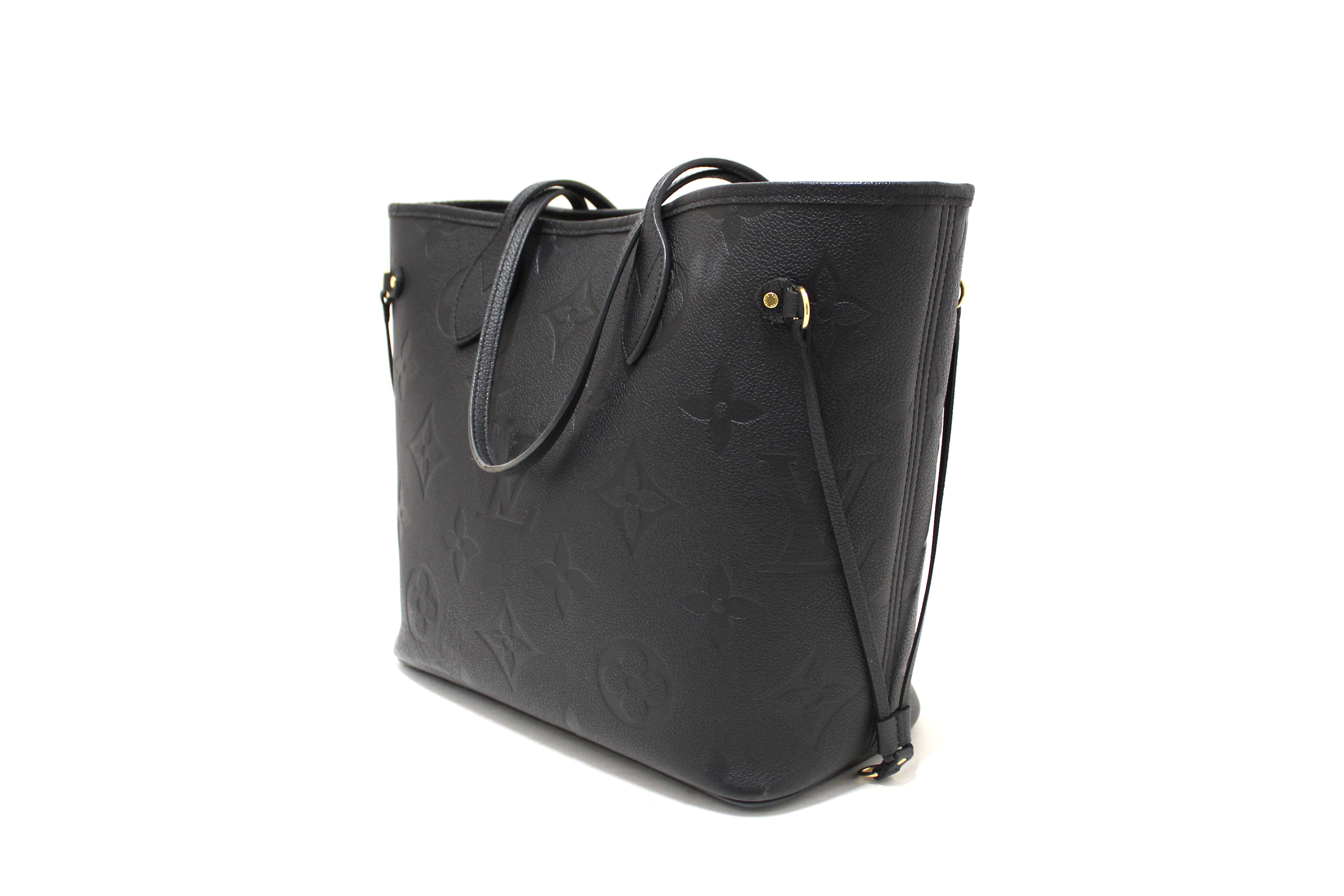 Authentic Louis Vuitton Black Monogram Empreinte Leather Neverfull MM Shoulder Bag Tote Purse for Women - Luxury Designer Handbag for Work, Travel & Everyday Use
