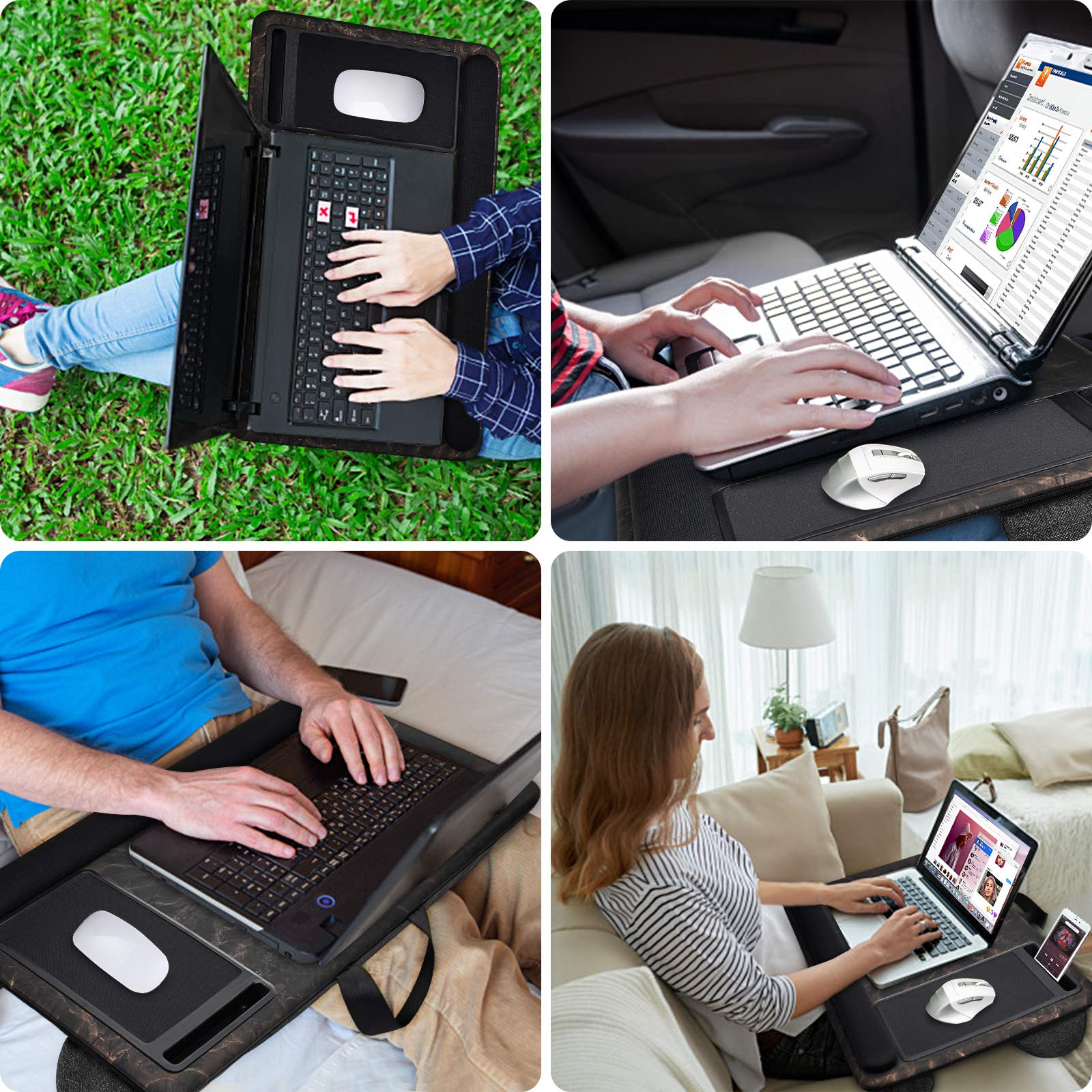 Ergonomic Laptop Tray with Built-in Mouse Pad & Anti-Slip Strip - Portable Lap Desk for MacBook, iPad & 17-Inch Notebooks - Perfect for Bed, Sofa & Office Use
