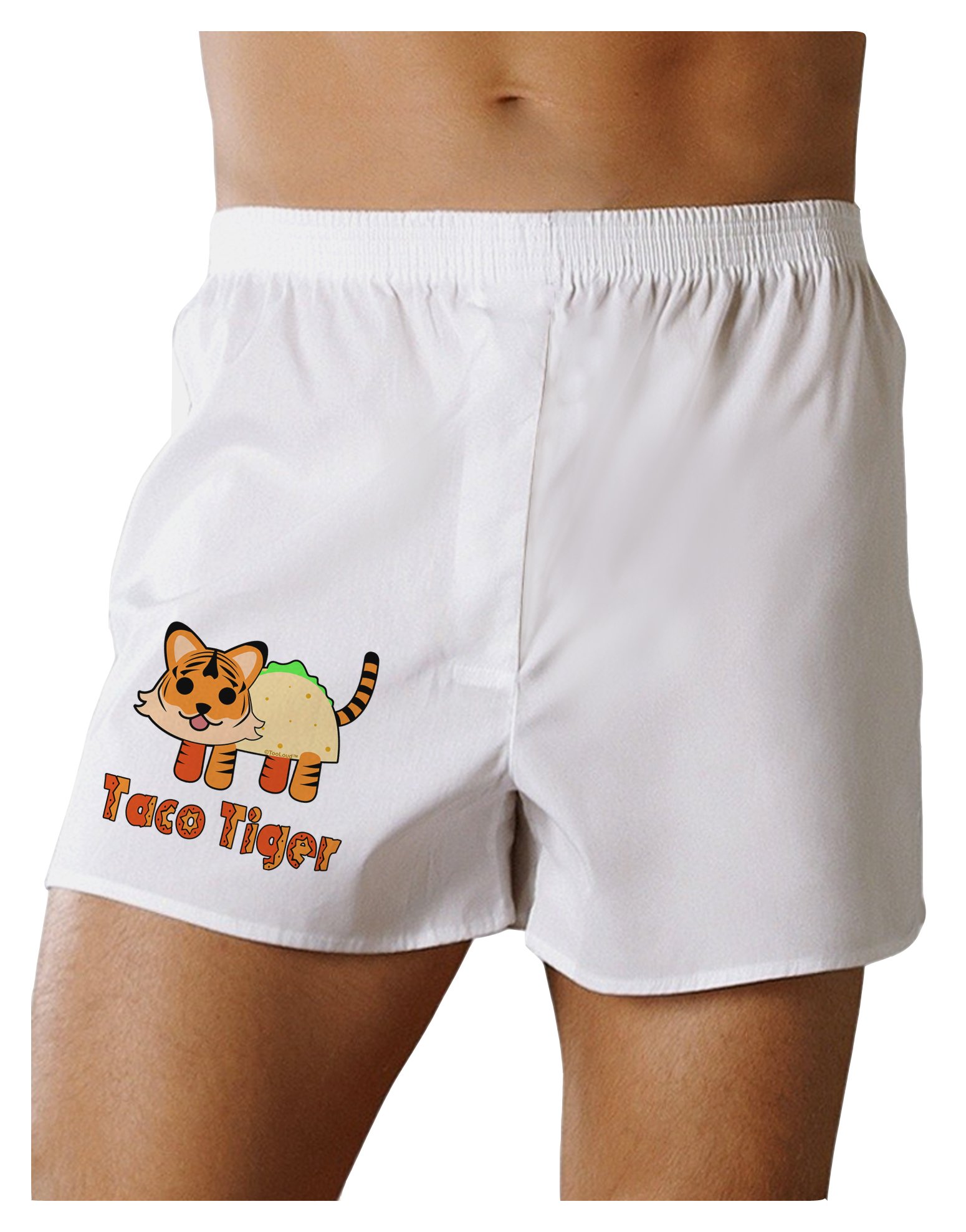 TooLoud Cute Taco Tiger Print Boxer Shorts - Funny Novelty Underwear for Men & Women - Perfect for Parties, Gifts and Casual Wear