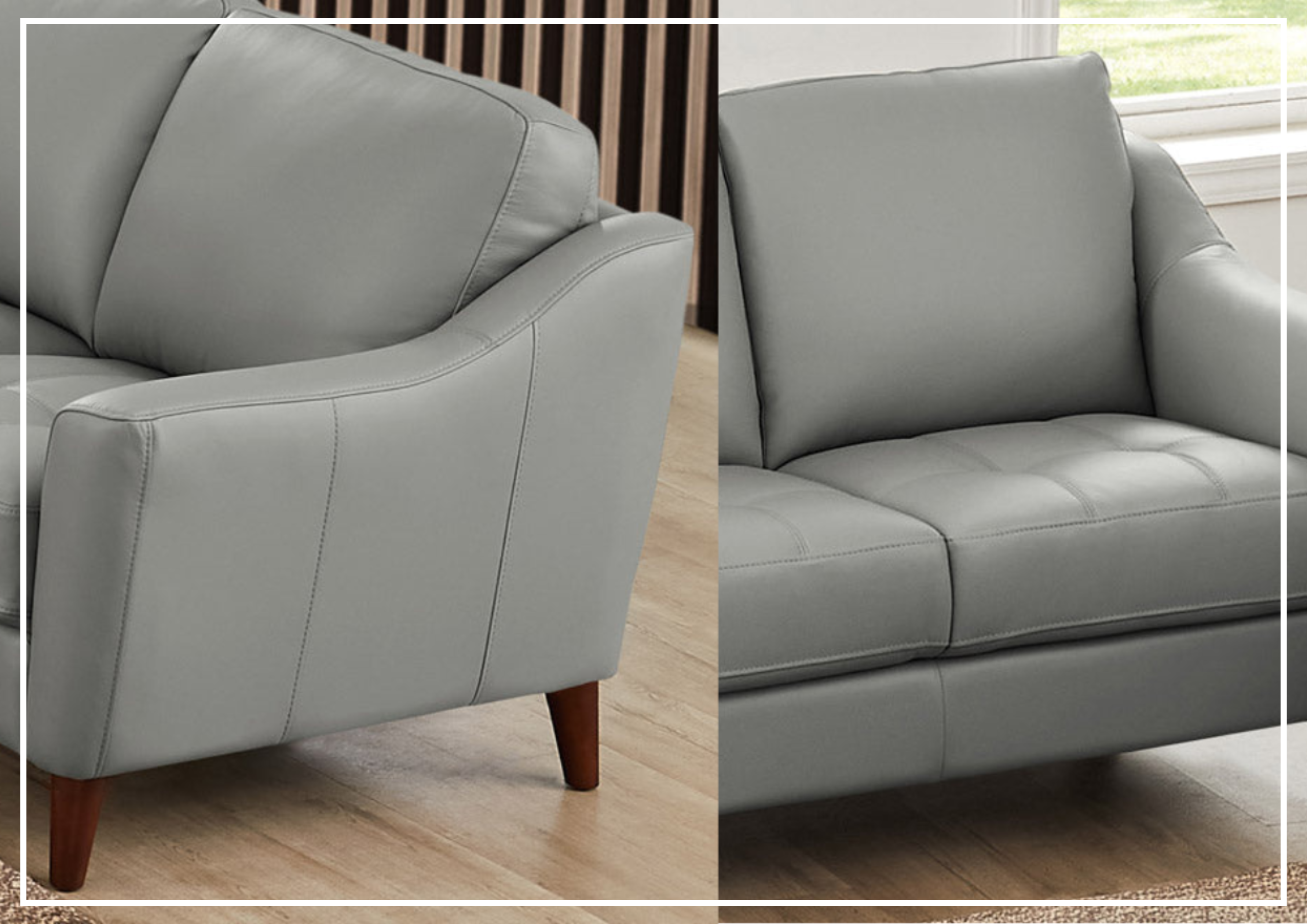 Hydeline Ersa 3-Seater Genuine Leather Sofa with Soft Slope Arms - Modern Living Room Furniture for Home, Office & Lounge Comfort