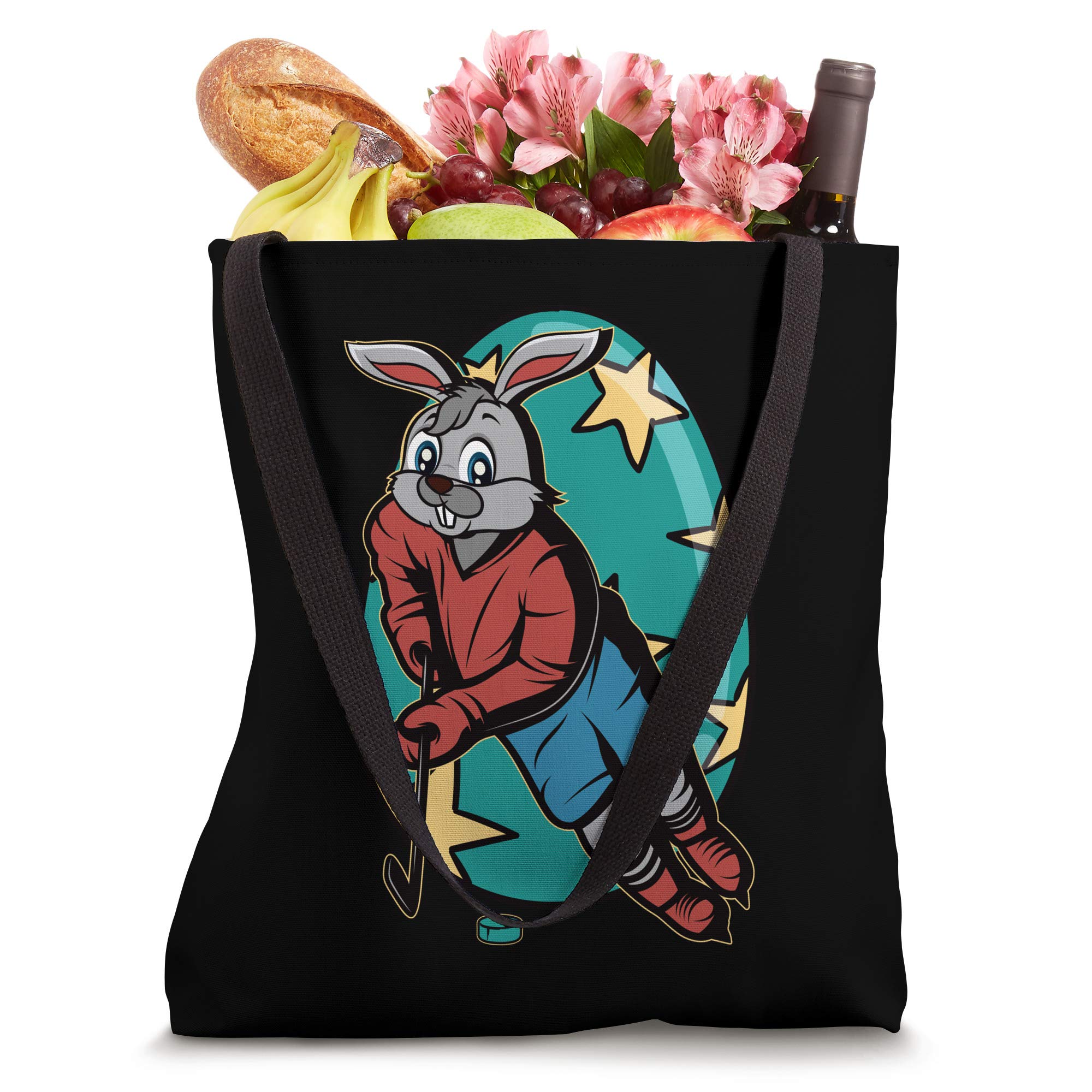 Easter Bunny Ice Hockey Tote Bag for Boys, Girls, Kids & Teens - Easter Basket Stuffer, Sports Gift, Hockey Fan Accessory - Perfect for Easter Gifts, Hockey Games & School Use