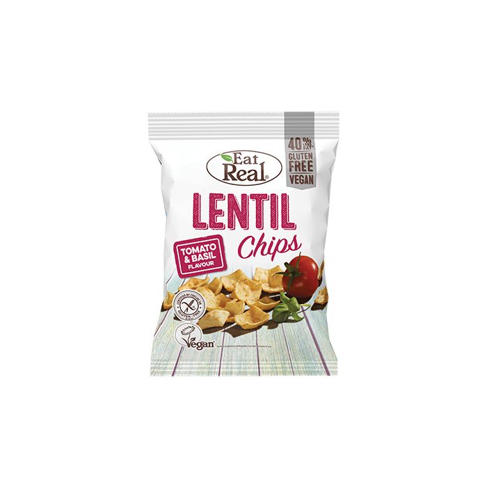 Eat Real Lentil Snacks 40g x 12 Pack - Healthy Vegan Gluten-Free Chips for On-the-Go Snacking, Lunchboxes & Road Trips