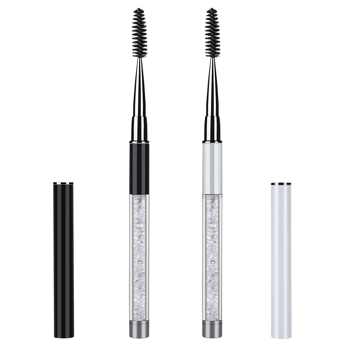 2 Pack Reusable Eyelash Brushes with Caps - Professional Mascara & Brow Spoolie Wands for Perfect Lash Application - Ideal for Makeup Artists, Salons & Home Beauty Routines