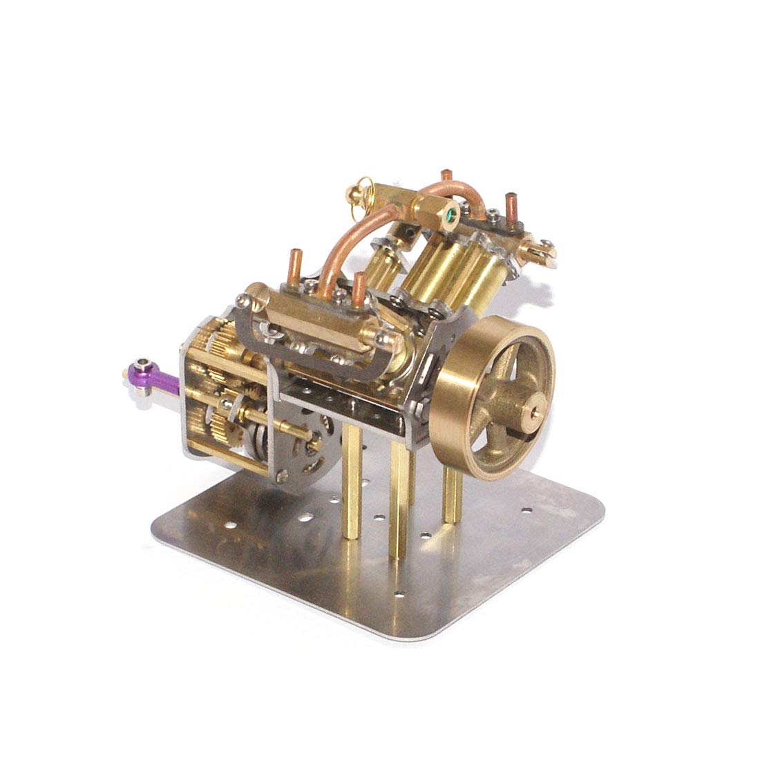 Mini V4 Steam Engine Model Kit with Reverse Gearbox - Educational Physics Toy for Teaching, STEM Learning, Science Experiments & Collector's Gift - Perfect for Classroom, Workshop & DIY Enthusiasts