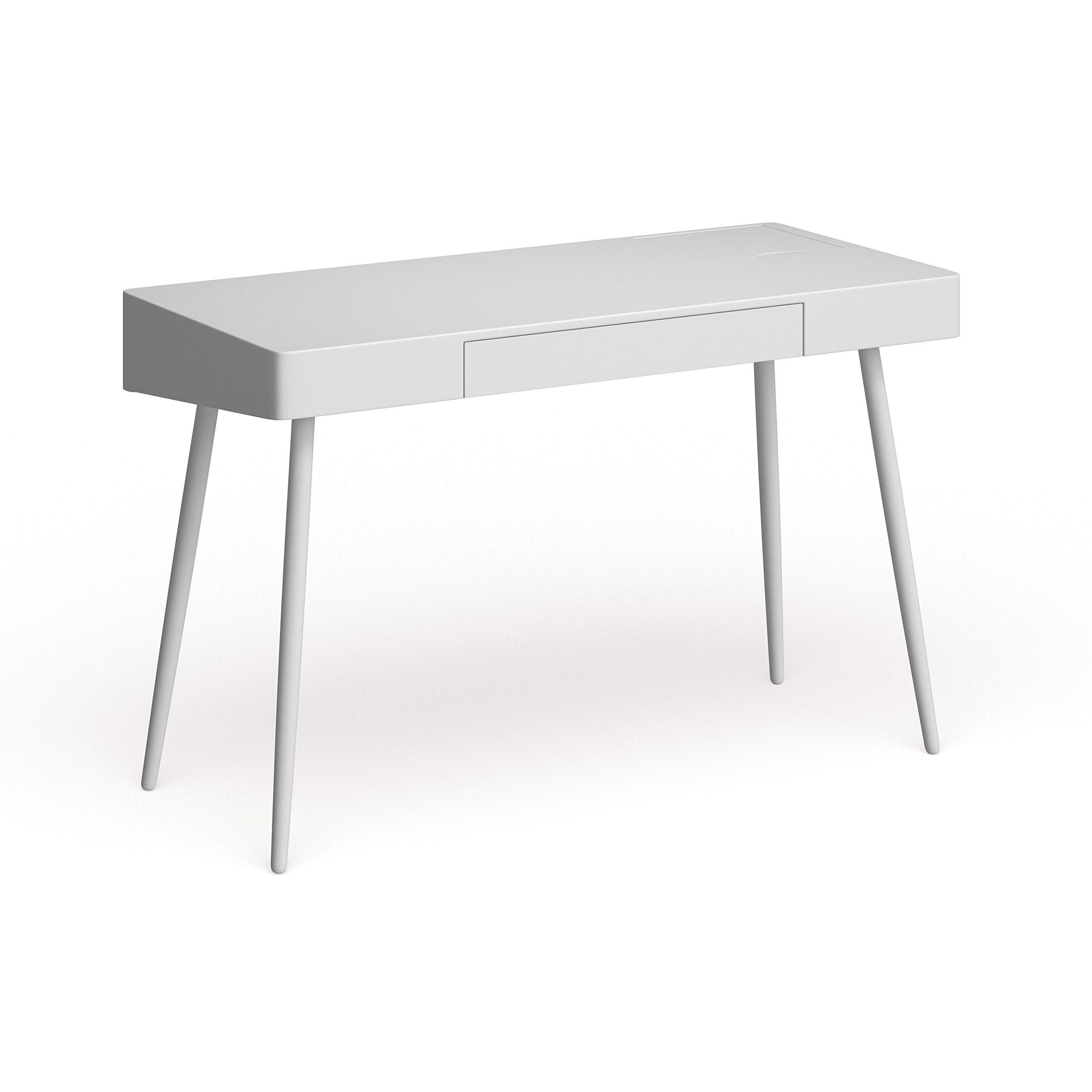 Safavieh Fadri Mid-Century Scandinavian White One-Drawer Writing Desk - Compact Home Office Desk for Small Spaces, Dorm Rooms & Modern Workspaces