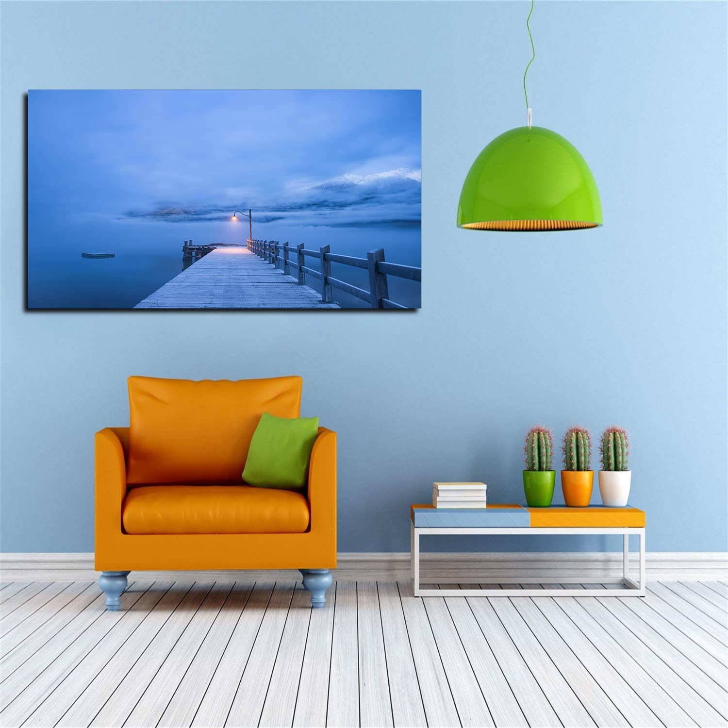 Seaside Beach Winter Landscape Canvas Art - Ocean Sunset Wall Painting - Framed Coastal Decor for Living Room, Bedroom, Office - Ready to Hang - Perfect for Coastal Theme Home Decor & Vacation House Style