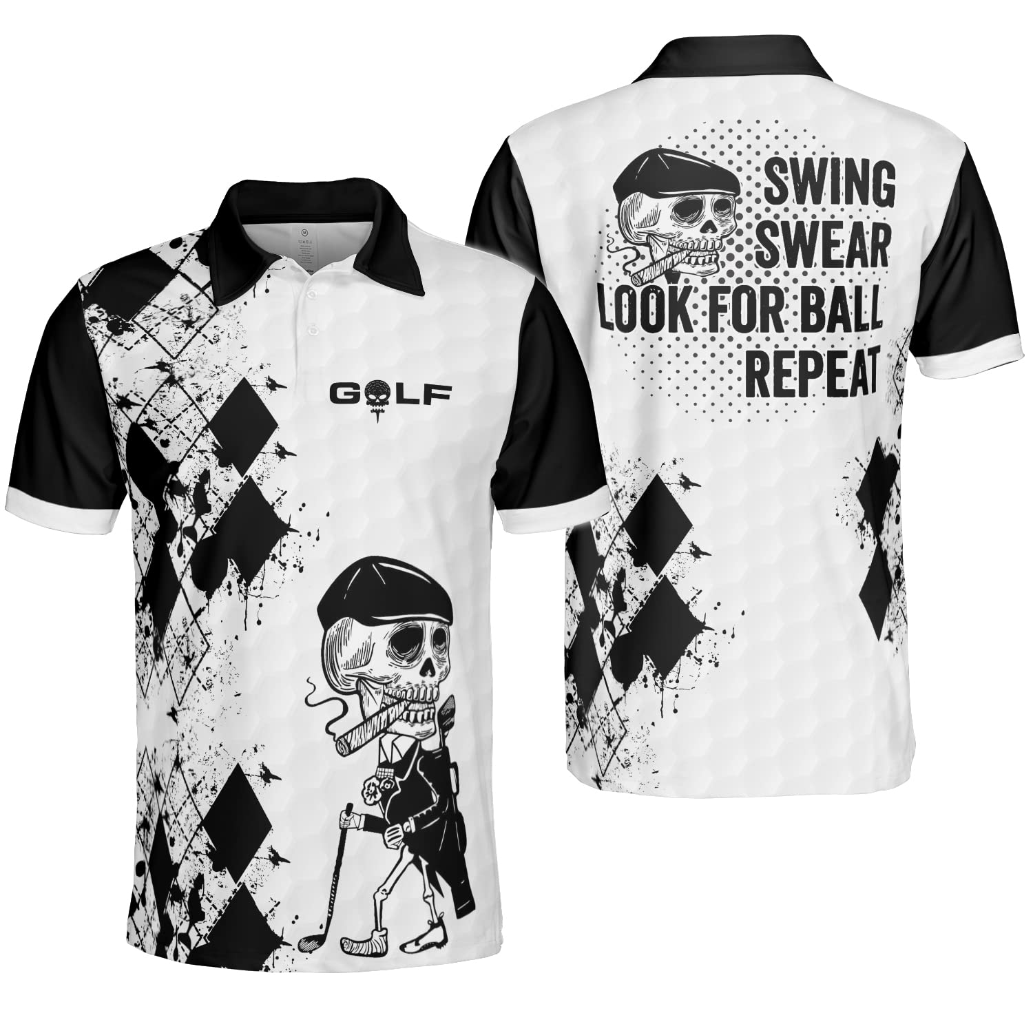 Funny Hawaiian Golf Polo Shirts for Men - Breathable & Comfortable Crazy Golf Shirts - Perfect for Golf Tournaments, Beach Parties & Casual Wear
