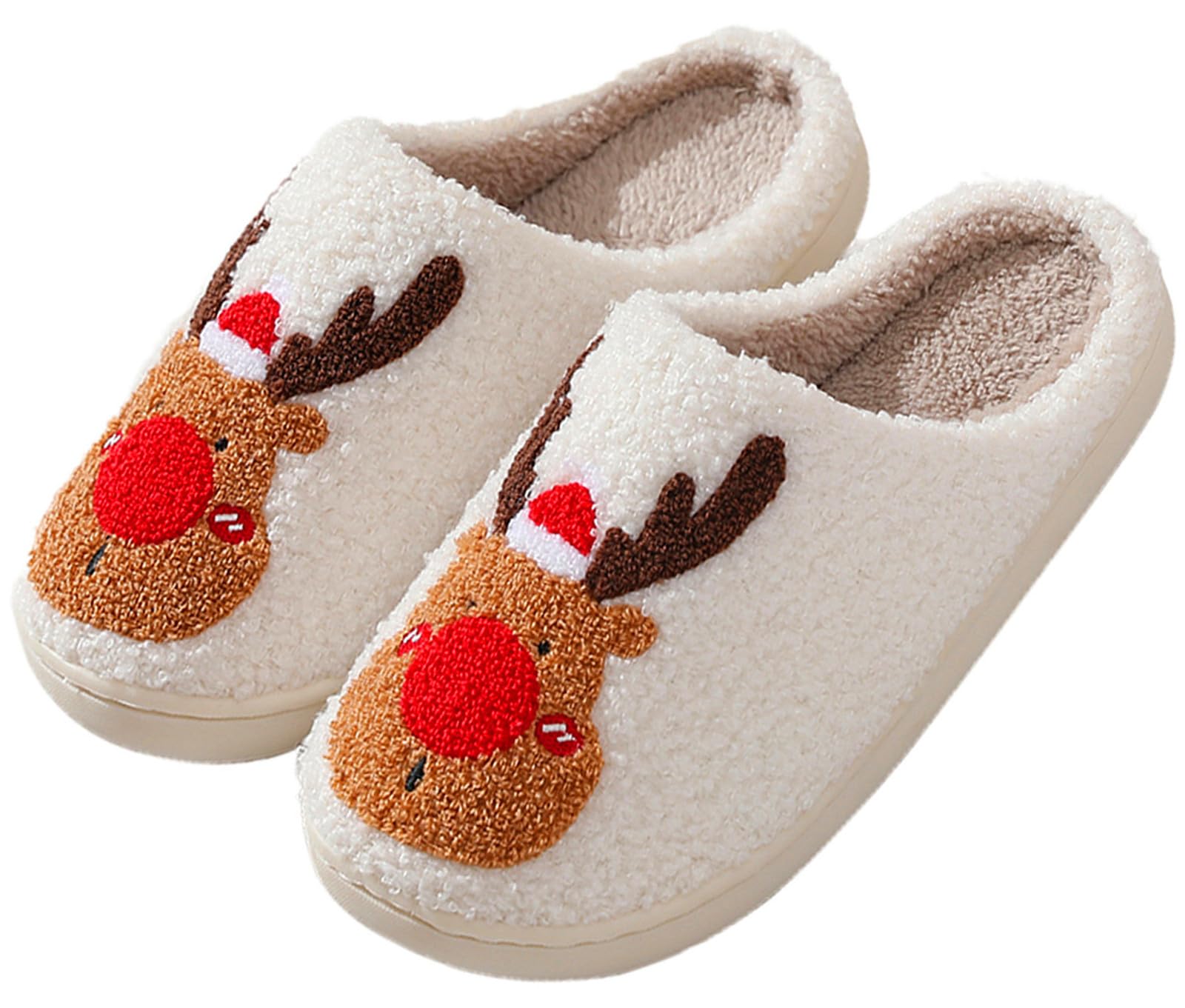 Women's & Men's Fuzzy Happy Face Slippers - Cute Preppy Fluffy House Shoes for Indoor & Outdoor Use - Cozy Plush Slippers for Home, Dorm, Hotel & Travel Comfort