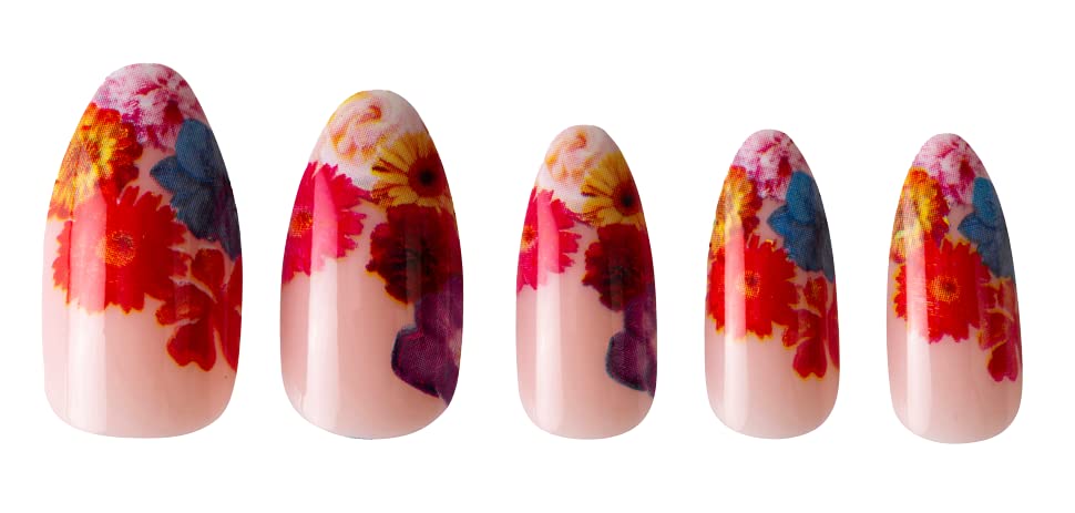 PaintLab Press-On Nails Kit - 24PCS French Floral Fake Nails with Nail Glue, File, Prep Pad & Cuticle Stick | Long Lasting Manicure Set for Women | Perfect for Parties, Weddings & Daily Wear