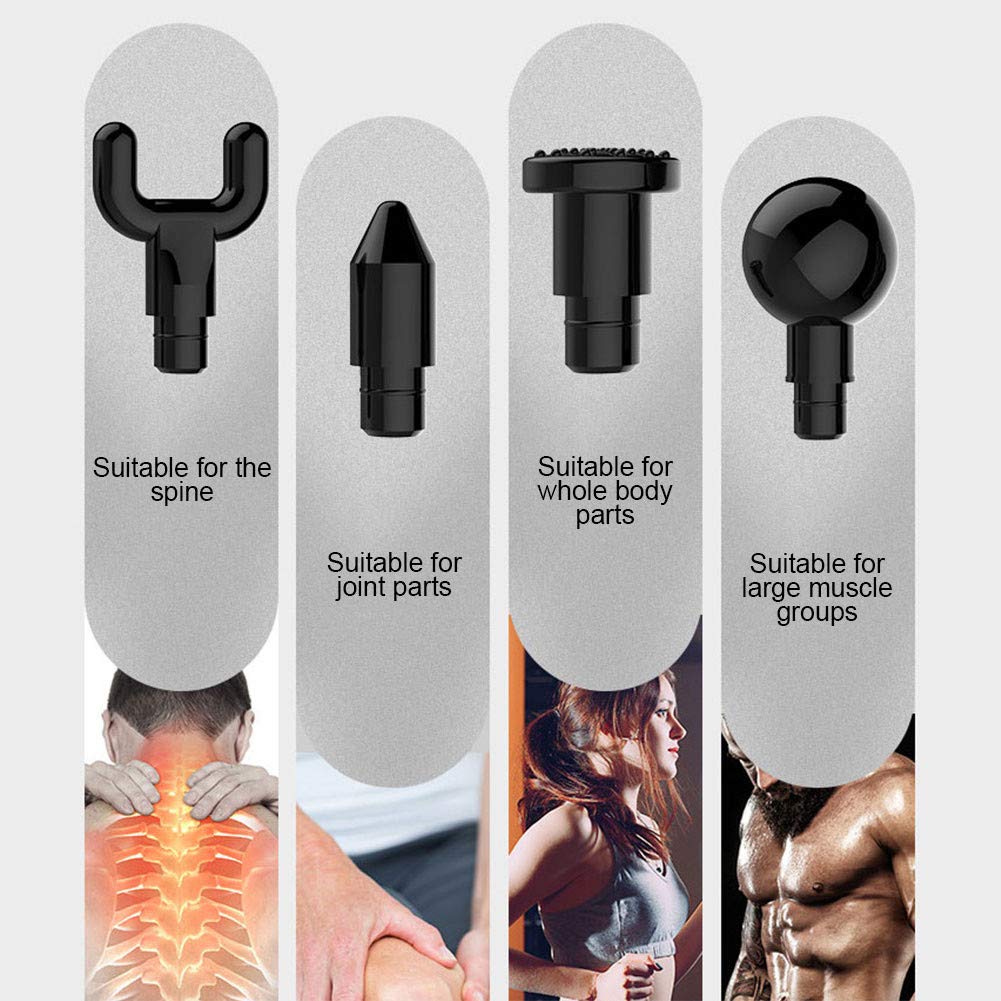 CHAW Deep Tissue Massage Gun - Electric Percussion Muscle Massager with 4 Attachments, 20 Speed Levels & LED Display for Pain Relief, Muscle Recovery - Perfect for Athletes, Gym Workouts & Post-Exercise Therapy (Silver)