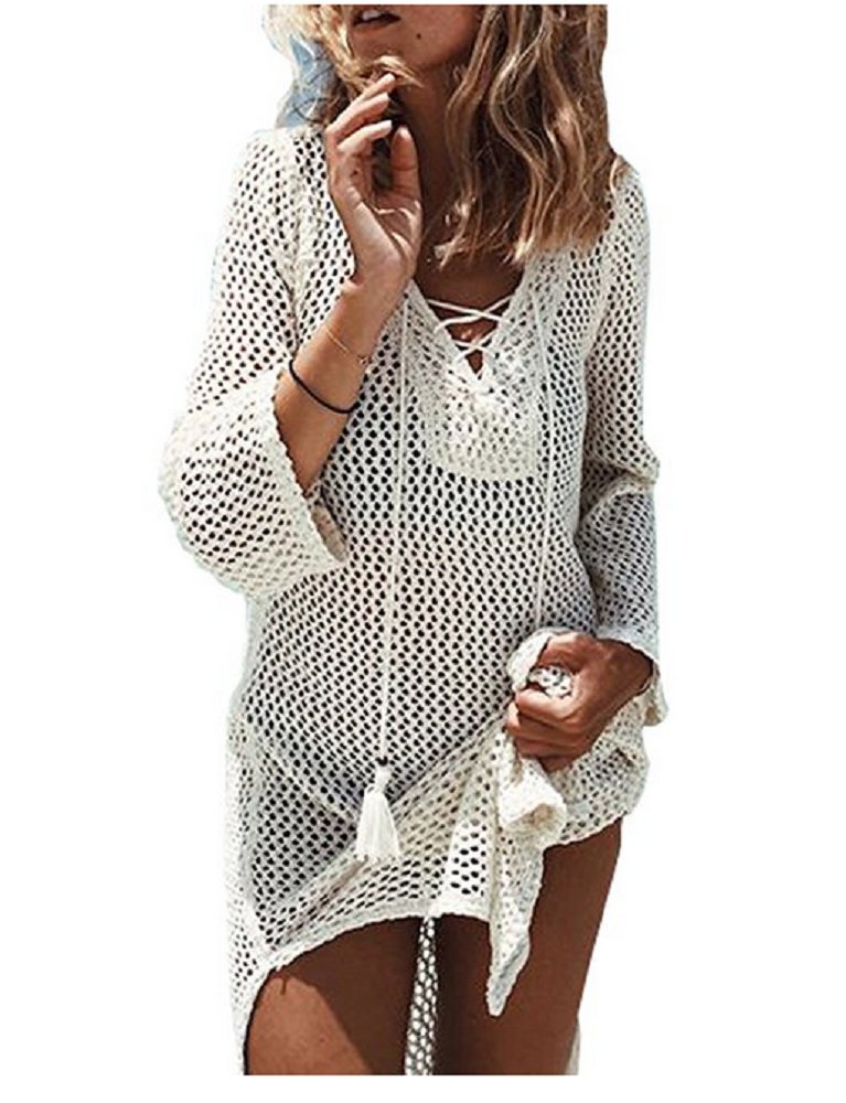 Women's Crochet Swim Cover Up - Beach Dress for Summer