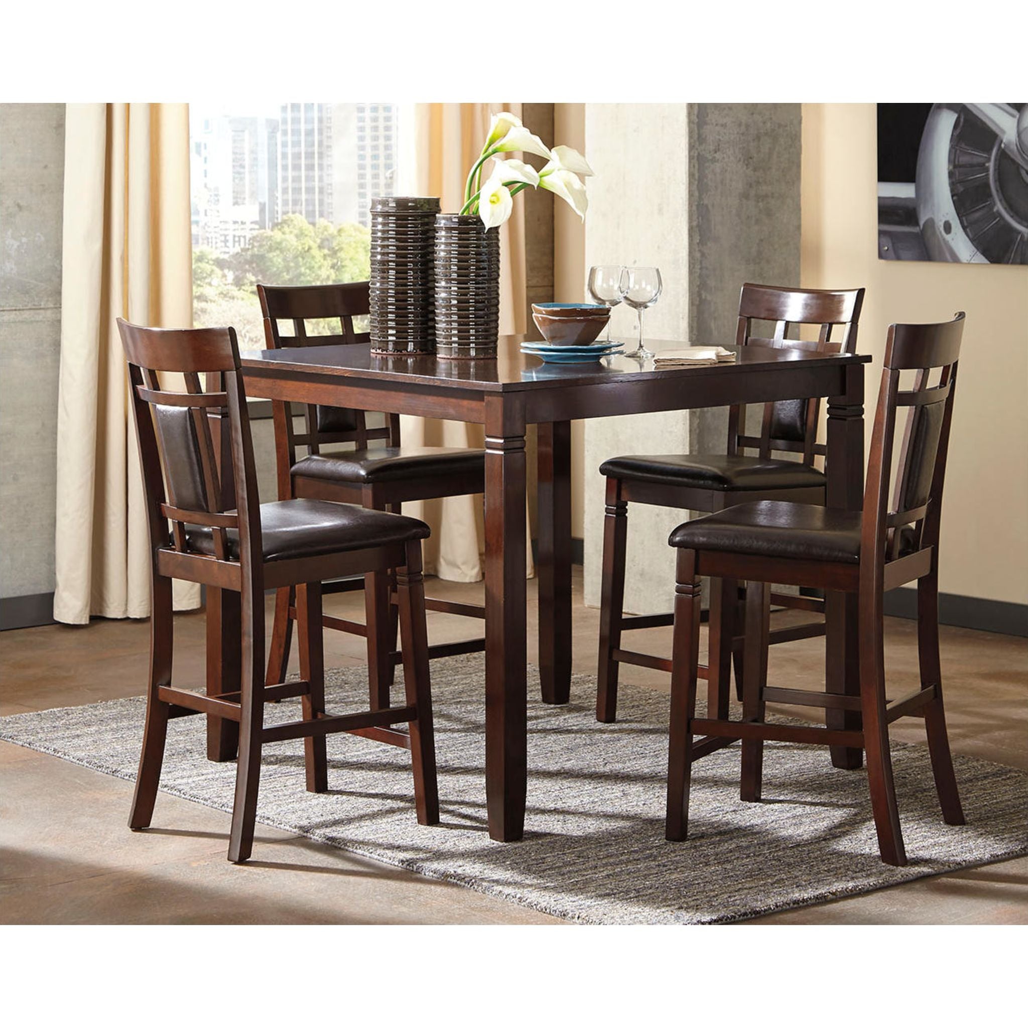 Bennox 5-Piece Counter Height Dining Set - Modern Kitchen Table & Stools for Small Spaces, Breakfast Nook, or Apartment - Easy Assembly & Space-Saving Design