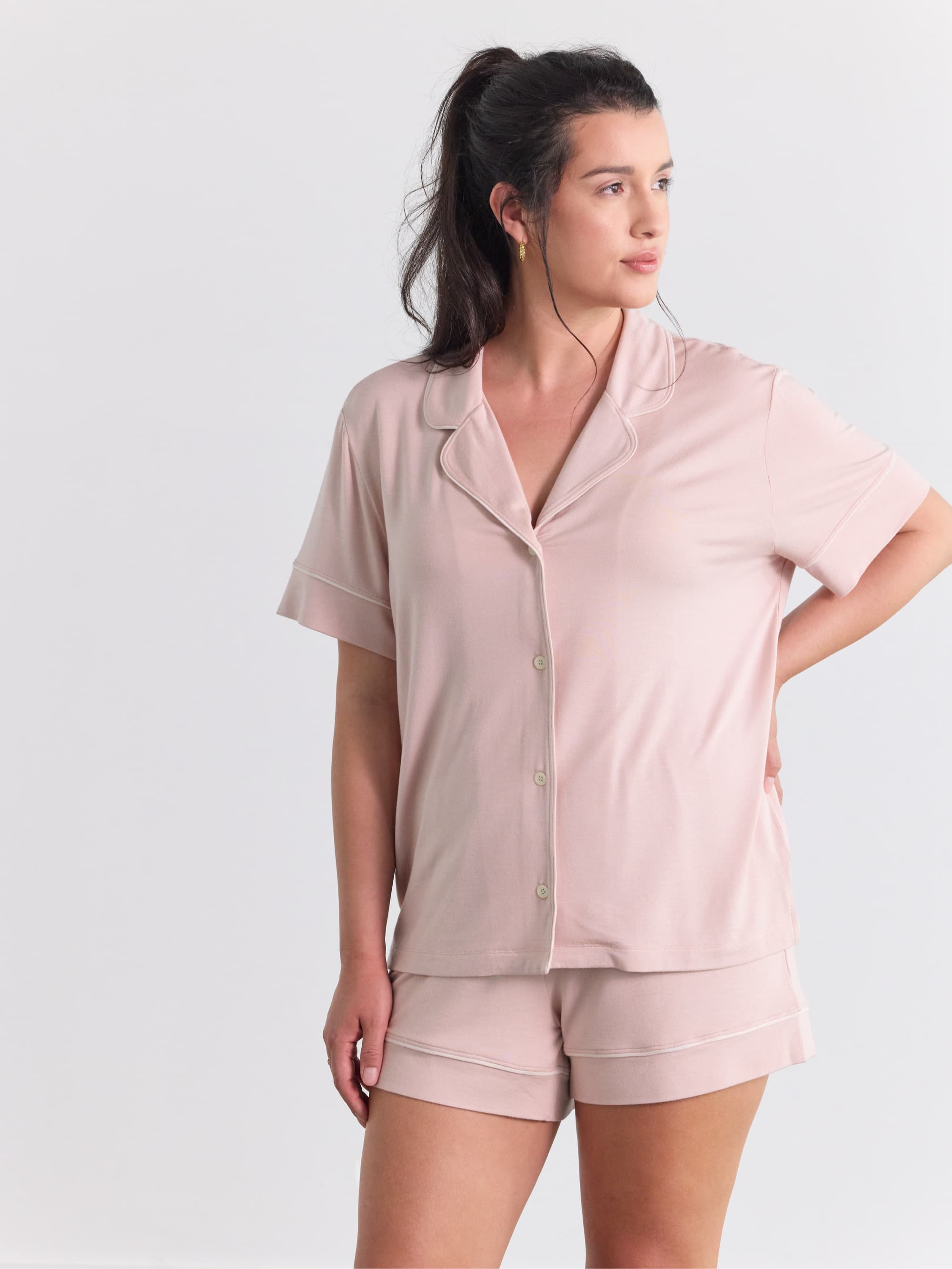 Soft Modal Short Sleeve Pajama Set for Women - Comfortable Sleepwear Lounge Set - Perfect for Nighttime Relaxation & Cozy Home Wear