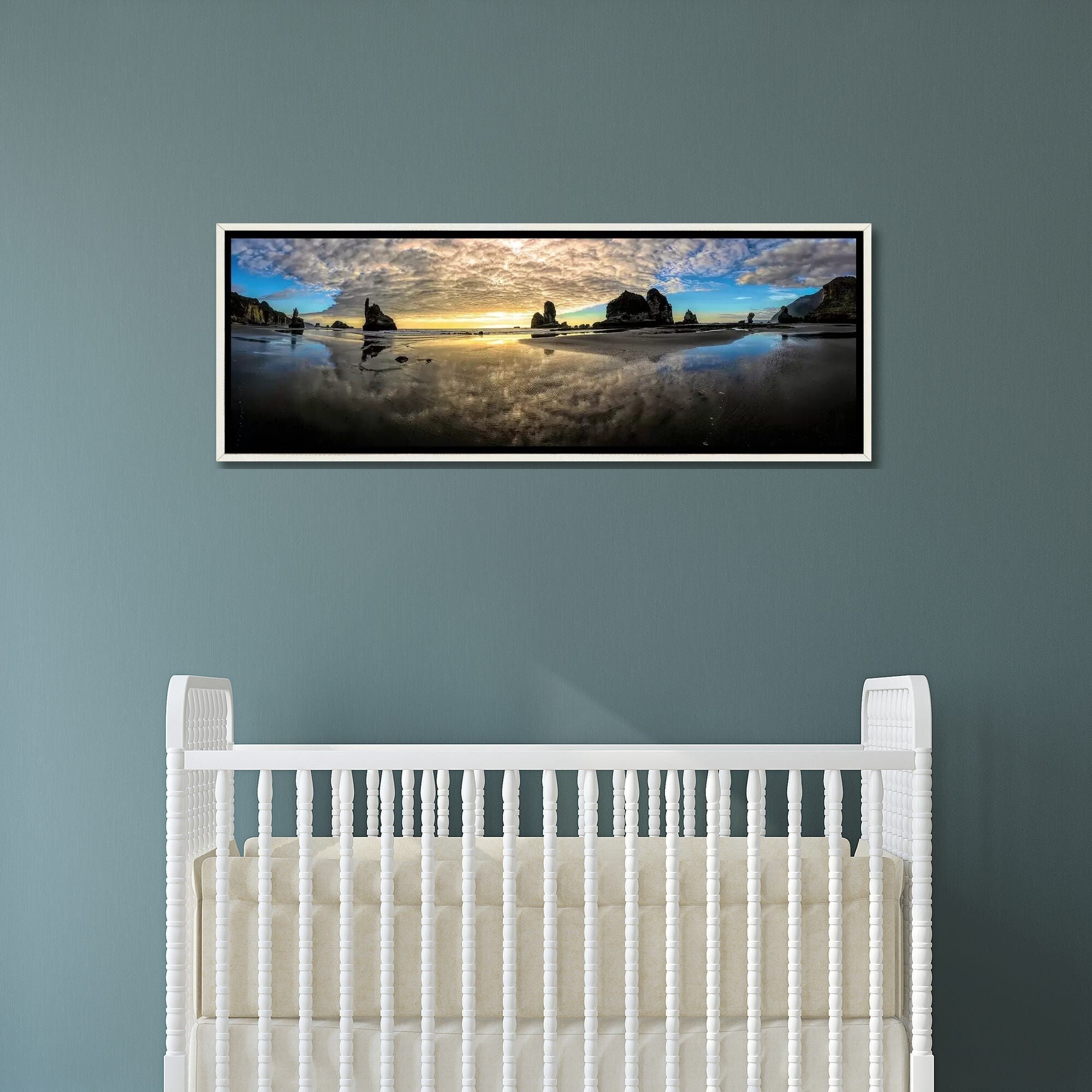 Before Sunset Motukiekie Beach West Coast New Zealand Landscape Art Print - Framed Wall Decor for Living Room, Bedroom & Office