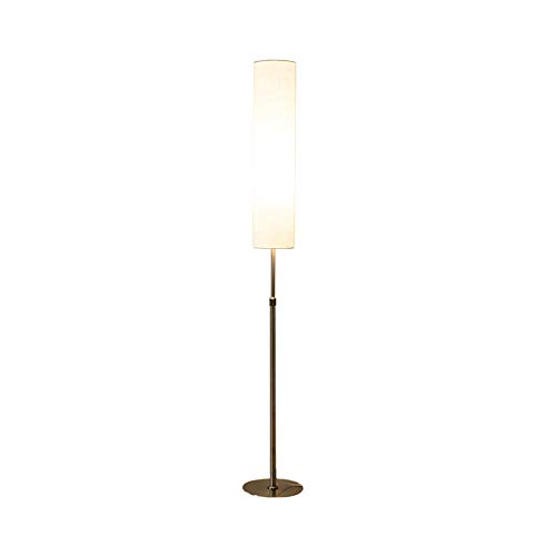 Modern LED Floor Lamp with Cylinder Fabric Shade - Minimalist White Standing Light for Living Room, Bedroom & Hotel - Perfect for Reading, Bedside Nightstand & Ambient Lighting