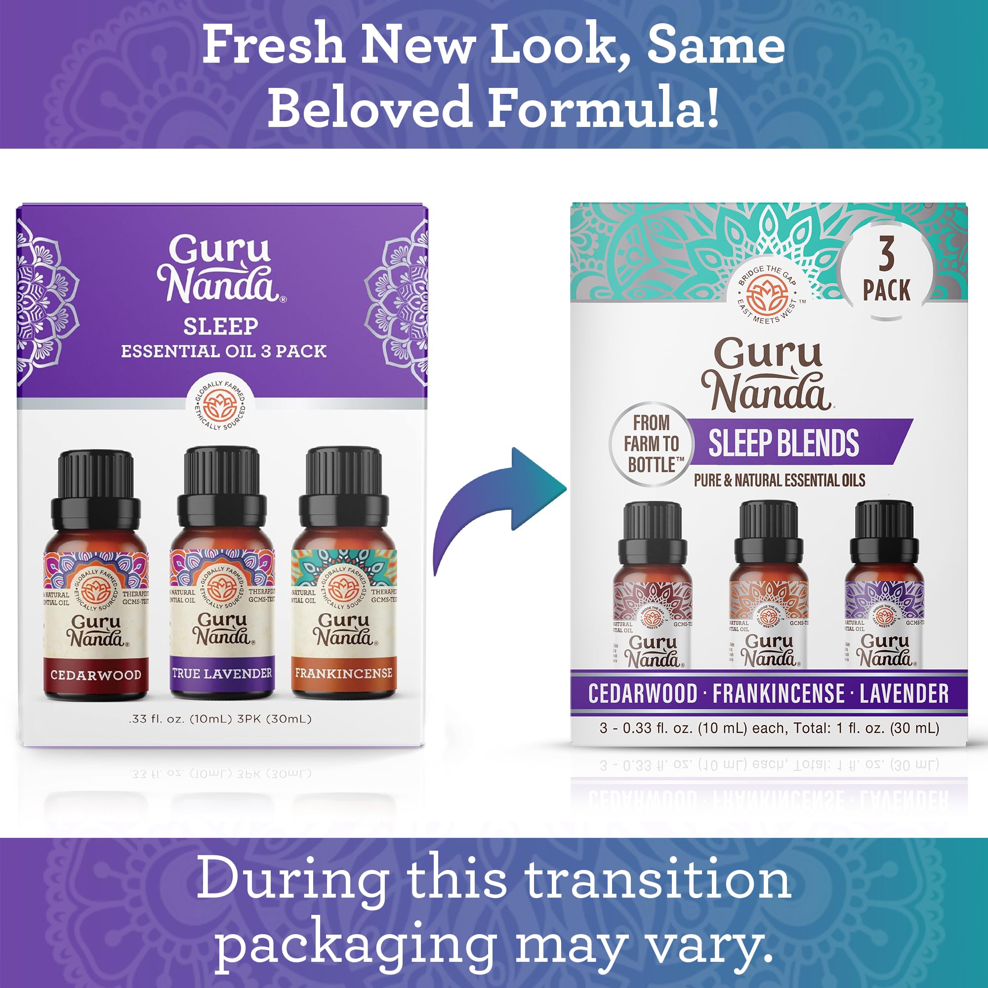 GuruNanda Sleep Essential Oil Set - 3 x 0.34 Fl Oz 100% Pure Natural Cedarwood, Frankincense & Lavender Aromatherapy Oils for Diffuser, Massage & DIY - Relaxation, Stress Relief & Better Sleep for Home, Spa & Meditation