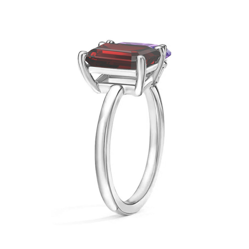 Personalized Garnet Birthstone Toi et Moi Ring for Women - Romantic Anniversary Gift for Her, Valentine's Day, Engagement or Wedding Jewelry