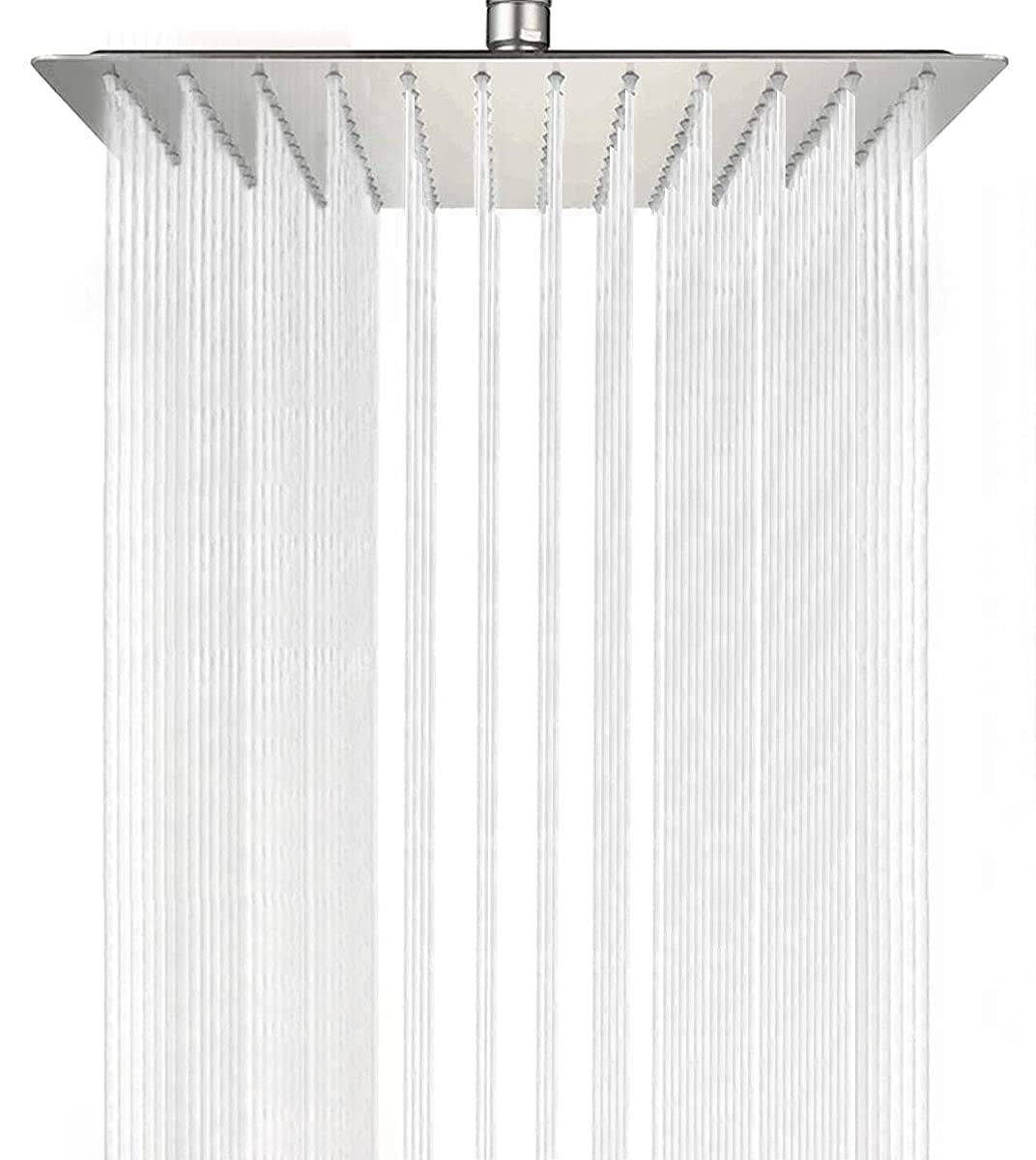 CASROCK 12 Inch Square Rain Shower Head - Polished Brushed Nickel, Ultra Thin 304 Stainless Steel Ceiling Mount - High Pressure Waterfall Shower for Spa-Like Relaxation - Perfect for Modern Bathrooms & Luxury Showers
