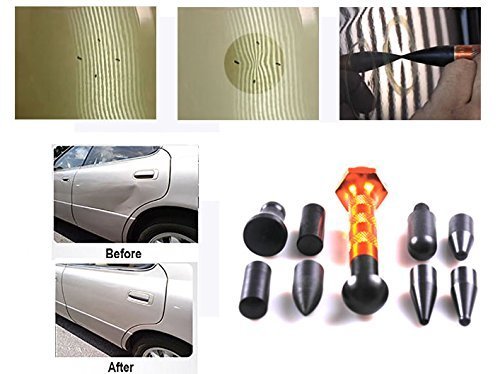 5-Piece Dent Removal Tool Kit with Plastic Tip - Tap Down Tool for High Points & Dent Lifting - Auto Body Repair, DIY Car Dent Fix, Metal Panel Restoration - Perfect for Mechanics & Home Use