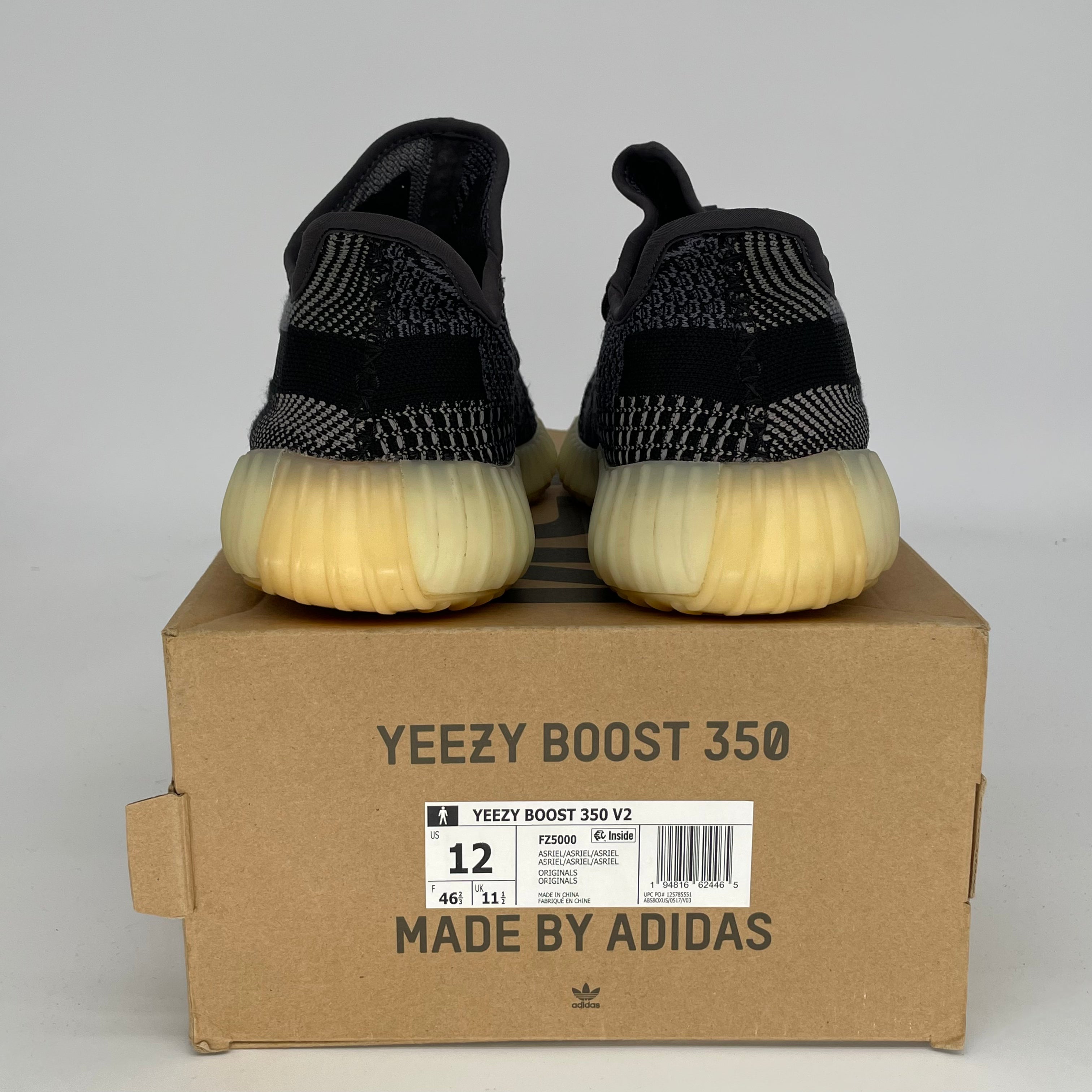 Adidas Yeezy Boost 350 V2 Carbon Sneakers - Men's Size 12 | FZ5000 | Comfortable Running & Casual Shoes for Streetwear & Gym