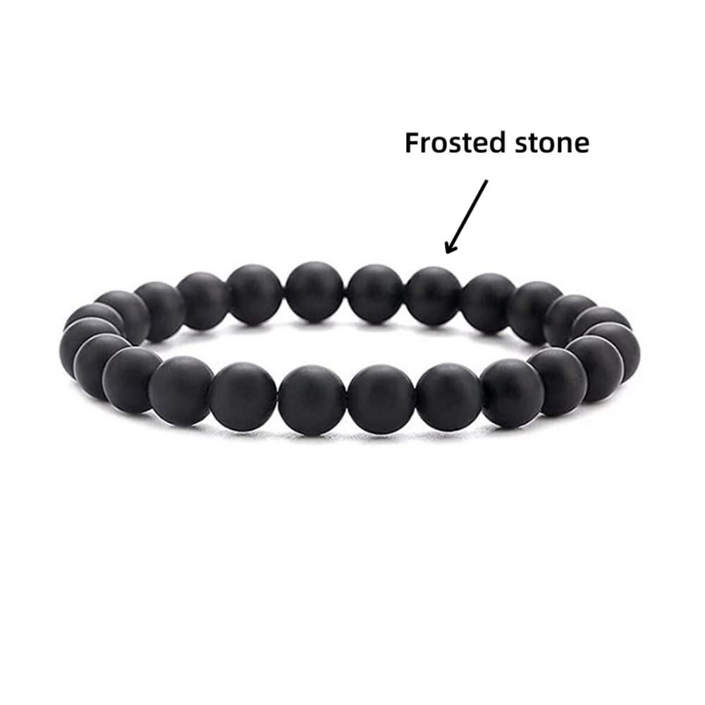 Natural Lava Rock Beads Bracelet Set for Men & Women - Stretchable Adjustable Braided Rope Gemstone Elastic Bracelets (3-Piece Set) for Meditation, Yoga, Fashion & Gift Giving
