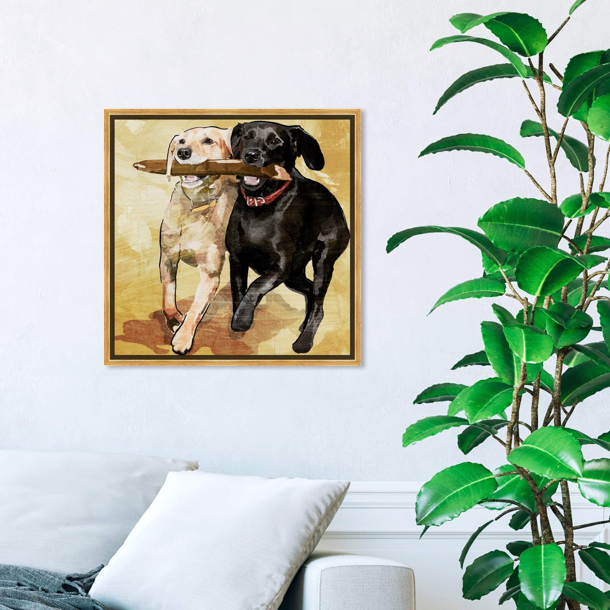 Playtime Dogs and Puppies Framed Wall Art Canvas Prints - Perfect for Living Room, Bedroom, and Nursery Decor