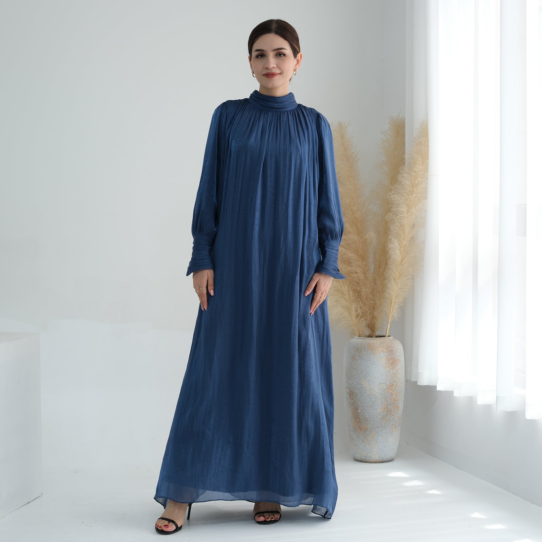 Indira Sparkles Long Sleeve Maxi Dress - Elegant Blue Evening Gown for Women | Perfect for Weddings, Parties & Special Occasions