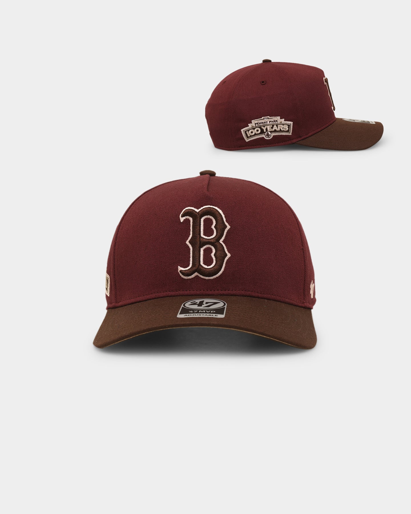 47 Brand Boston Red Sox 'Bacon Me Crazy' MVP DT Snapback Hat - Dark Maroon/Brown Adjustable Baseball Cap for Men & Women - Perfect for Baseball Games, Sports Events & Streetwear Fashion