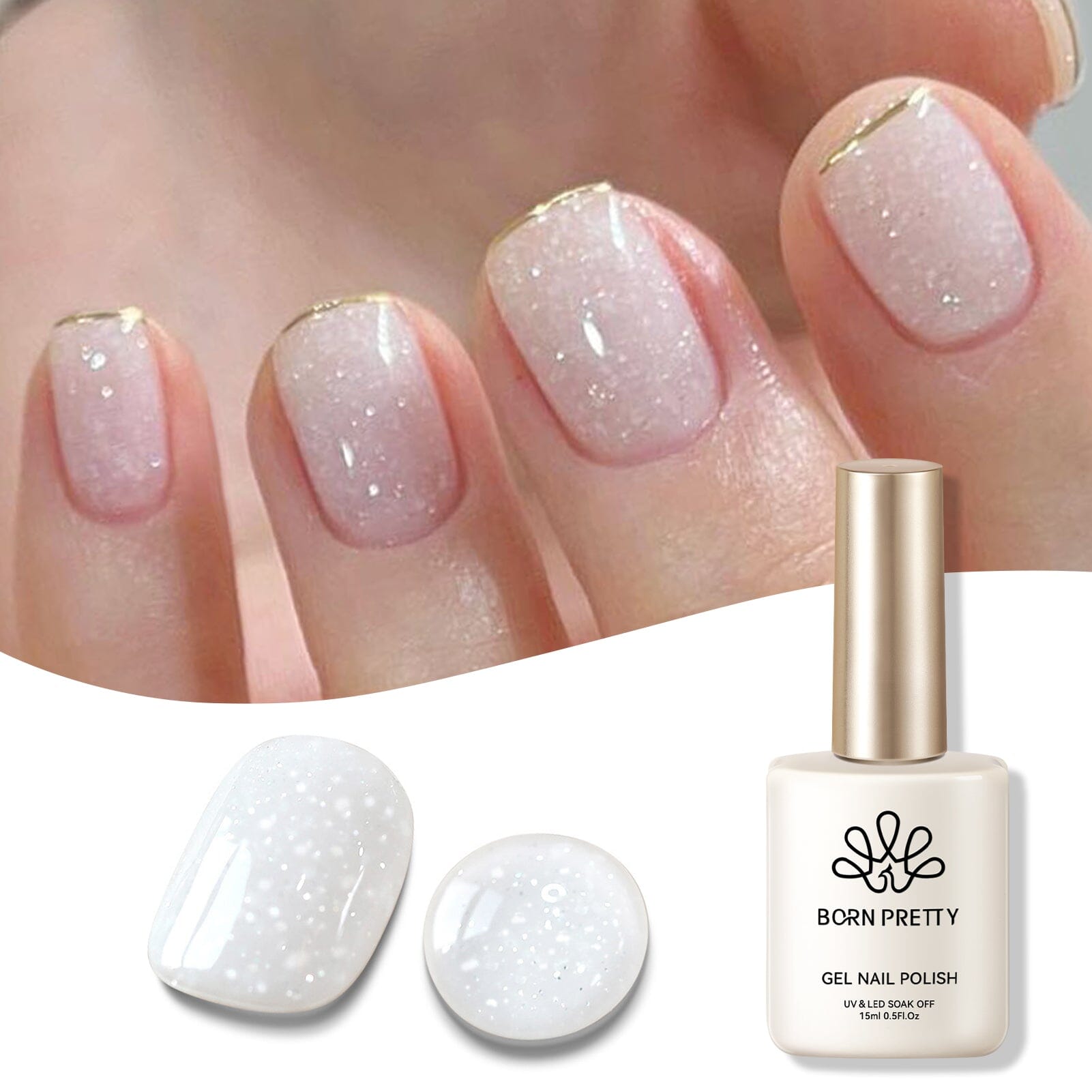 White Snow Glitter Jelly Gel Polish 15ml - Long Lasting Nail Polish for Manicure & Pedicure - Perfect for Christmas, Winter Nail Art & Special Occasions