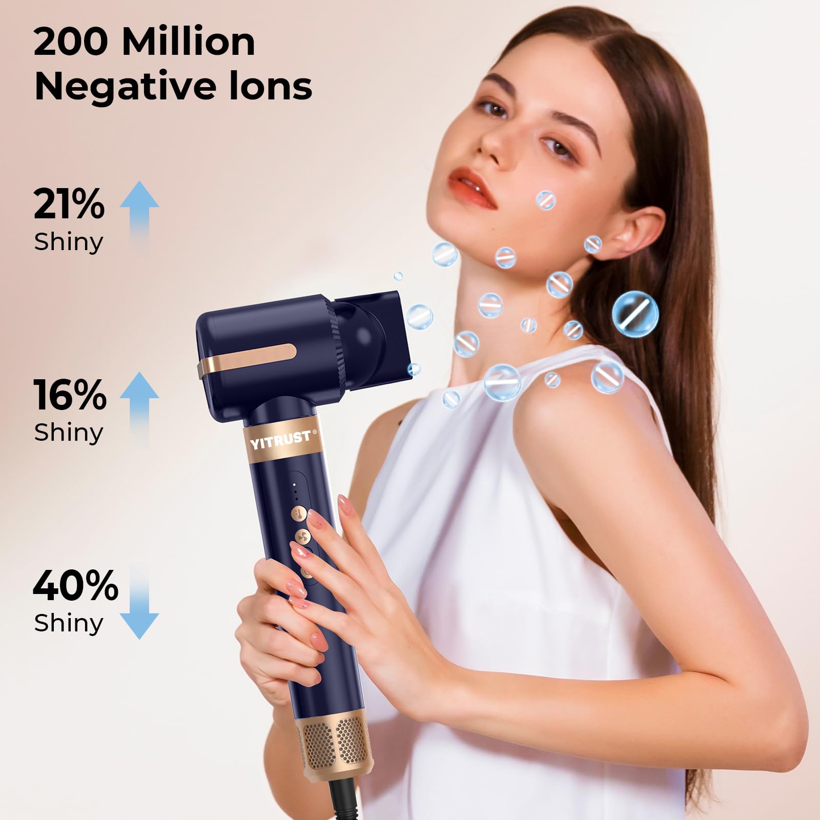 Yitrust Professional Ionic Hair Dryer Brush - 11000 RPM Hot Air Styler with Auto-Rotating Curling Brush | 7-in-1 Multifunctional Hair Tool for Blow Drying, Styling & Creating Curls | Perfect for Home Use, Salon Styling & Travel Hair Care