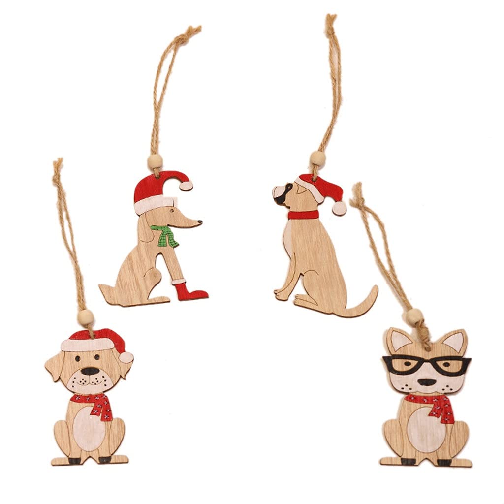 4Pcs Colorful Wooden Christmas Tree Car Ornaments - Hand-Painted Xmas Pendant Decor for Home, Kids Toys (Set of 4) - Perfect for Holiday Tree Decorating, Gift Giving & Festive Home Decoration