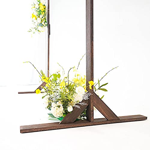7ft Dark Brown Wooden Backdrop Stand Square Wedding Arch - Sturdy Outdoor Party Decor for Wedding, Reception, Garden & Photo Shoot Backdrops