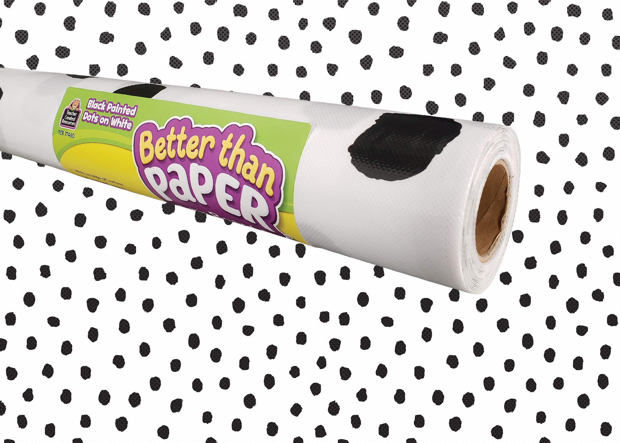 White Bulletin Board Roll with Black Painted Dots - Durable Classroom Decor for Teachers, Offices & Homeschooling - Perfect for Announcements, Schedules & Creative Displays