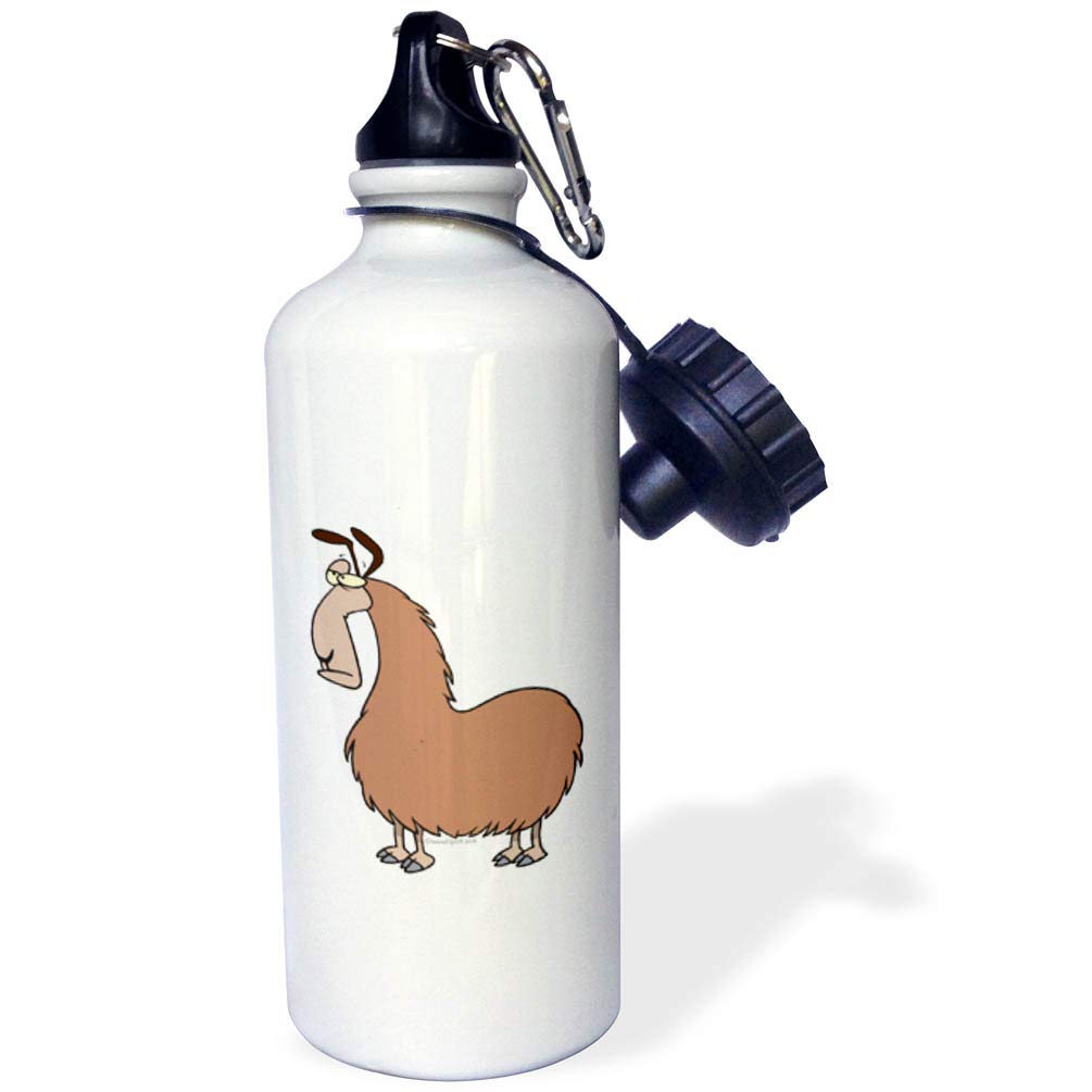 3D Rose Goofy Llama Cartoon Sports Water Bottle - 21oz Insulated Stainless Steel Bottle for Gym, Hiking & Outdoor Activities - BPA Free White Water Bottle for Kids & Adults