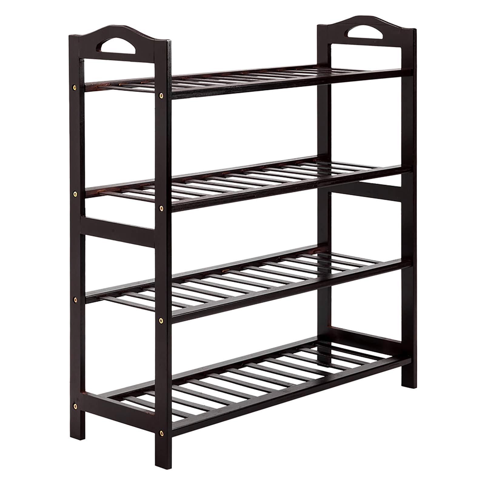 4-Tier Bamboo Shoe Rack with Handles - Free Standing Shoe Organizer for Entryway, Hallway, Bathroom & Living Room - Space Saving Storage Solution for Shoes, Boots & Sandals - Natural Eco-Friendly Home Decor