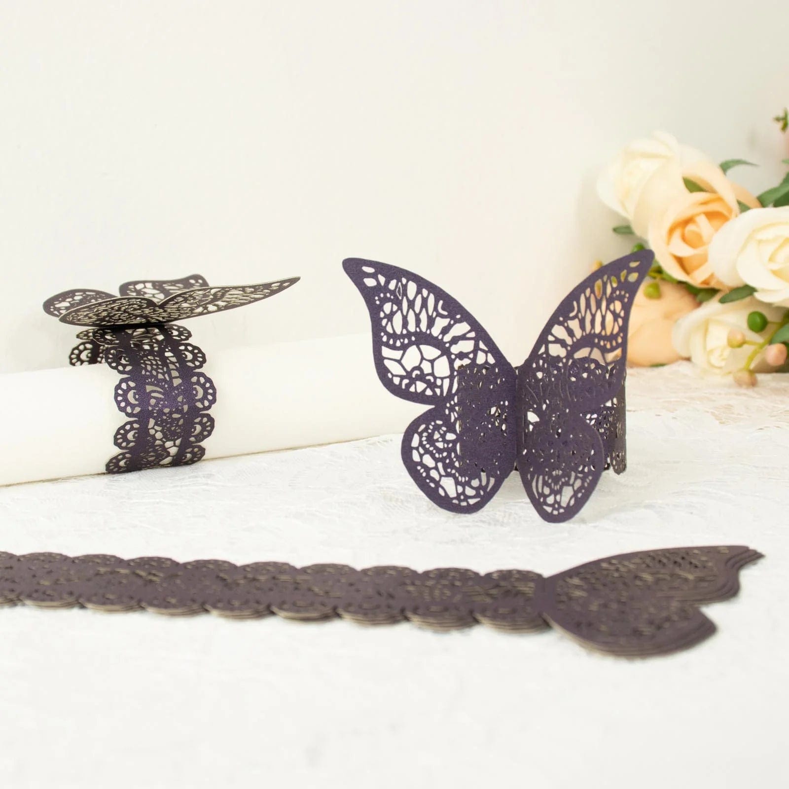 12 Pack Laser Cut 3D Butterfly Napkin Rings for Wedding, Party & Table Decor - Elegant DIY Paper Craft for Dinnerware & Home Decoration