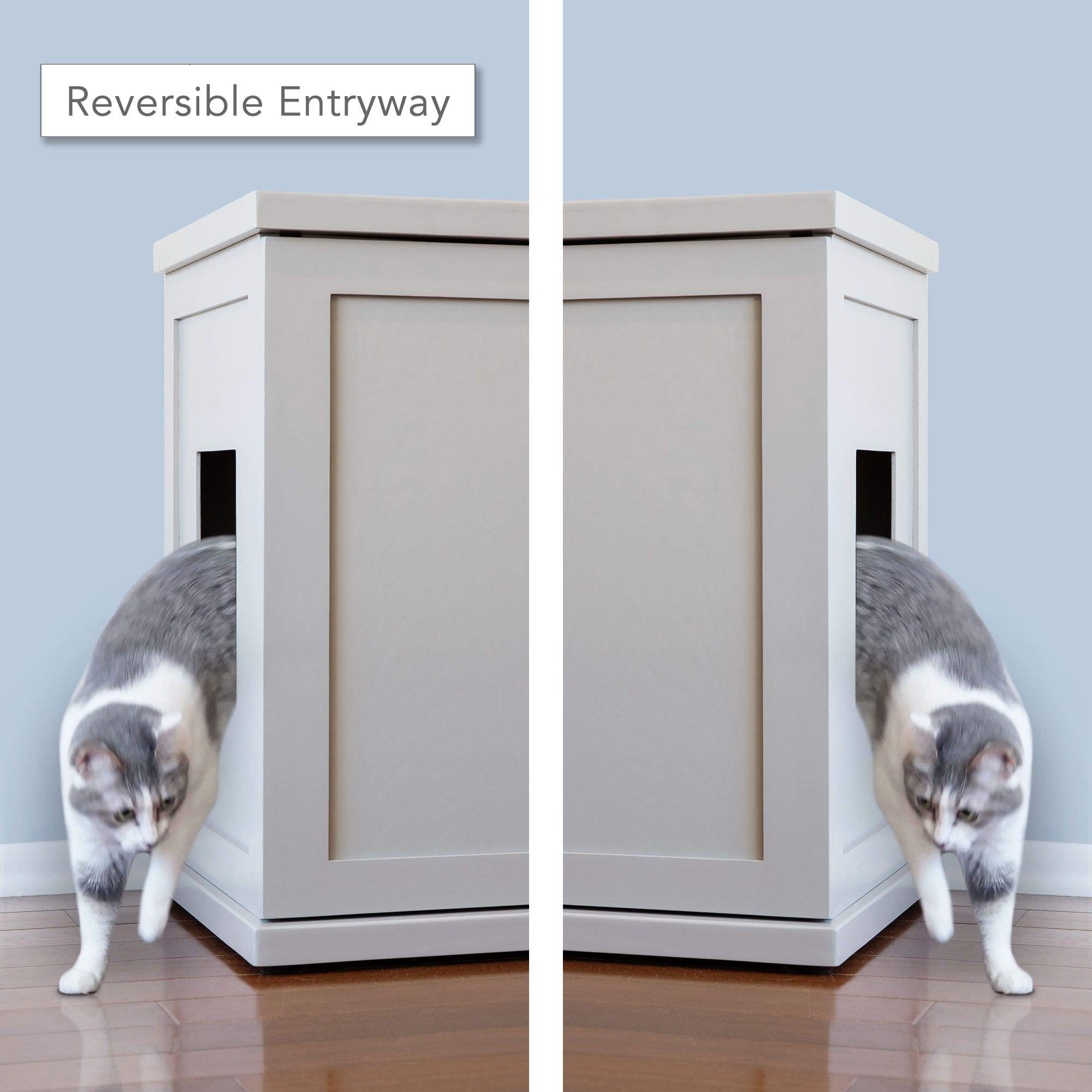 The Refined Feline Hidden Cat Litter Box Enclosure Cabinet - Modern Smoke Gray Cat Furniture for Large & XL Cats | Discreet Litter Tray Solution for Living Rooms, Bedrooms & Apartments