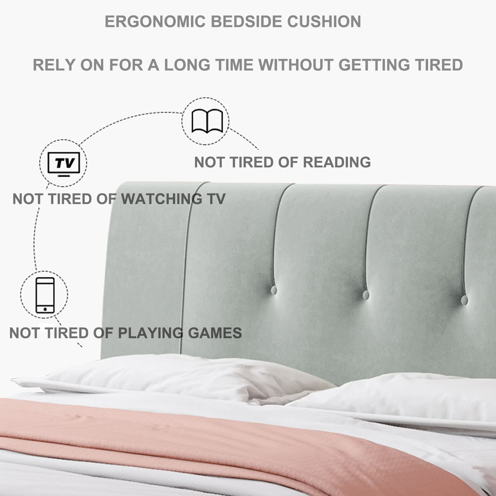 **Large Upholstered Headboard Pillow with Removable Cover - 47.2