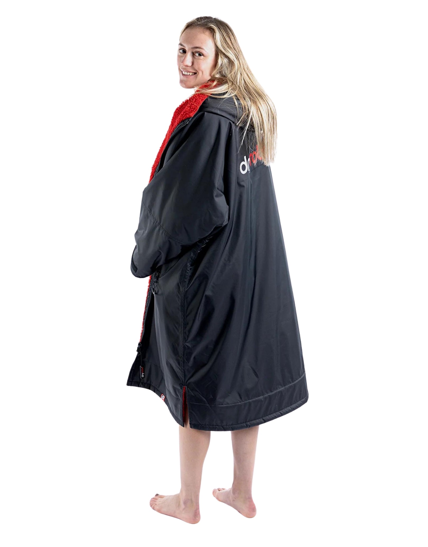Premium Long Sleeve Bathrobe for Adults - Soft & Comfortable Black/Red Plush Robe - Perfect for Spa, Lounge & Relaxation at Home