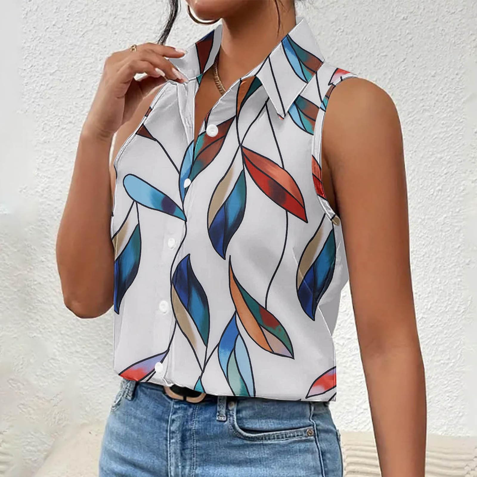 Women's Sleeveless Striped Button Down Blouse - Summer Business Casual Work Tops & Dressy Shirts | Perfect for Office Wear, Professional Meetings & Smart Casual Outfits