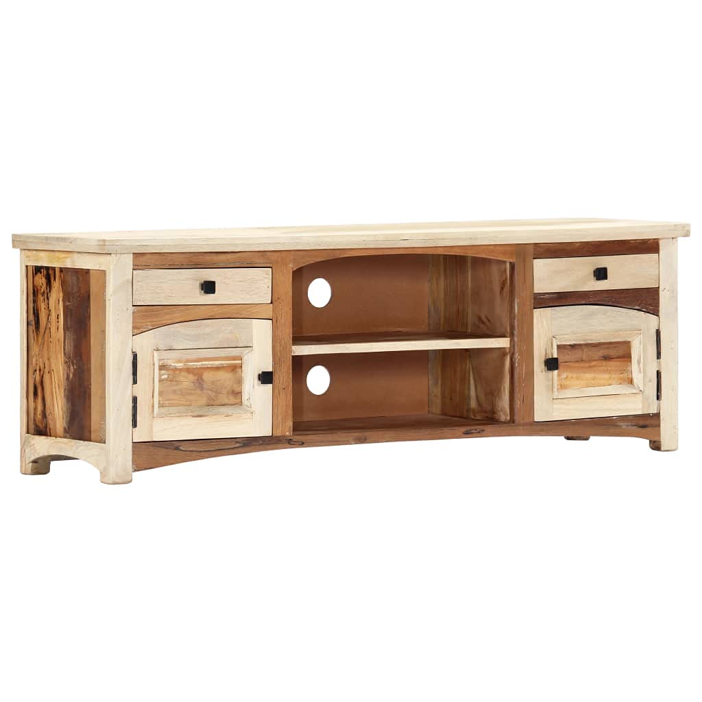 47.2 Inch Reclaimed Wood TV Stand with Mount for 50 Inch TVs - Rustic Solid Wood Entertainment Center Cabinet (47.2